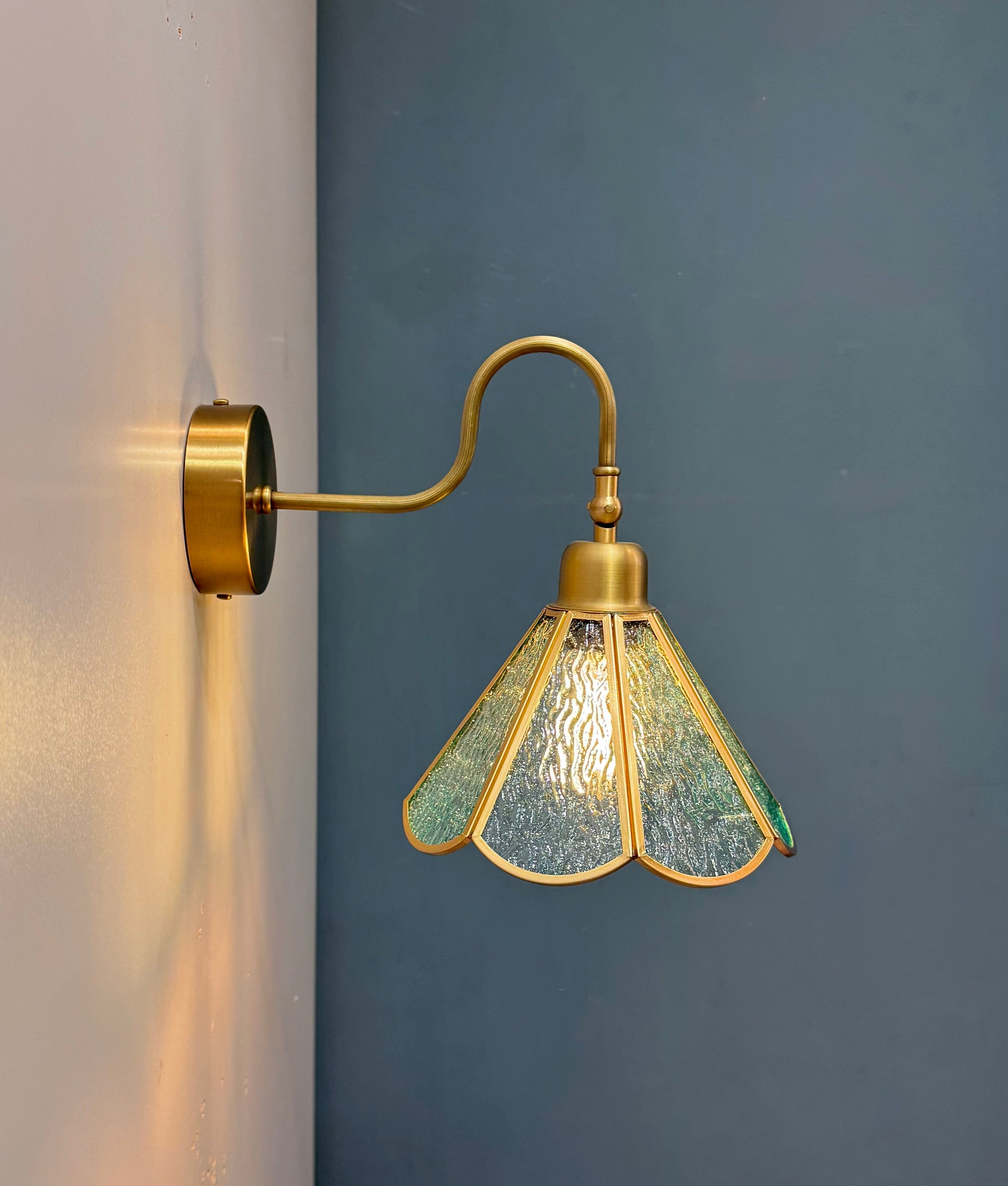 Arel Lighting GABROV Vintage Brass Swan Arm Wall Sconce