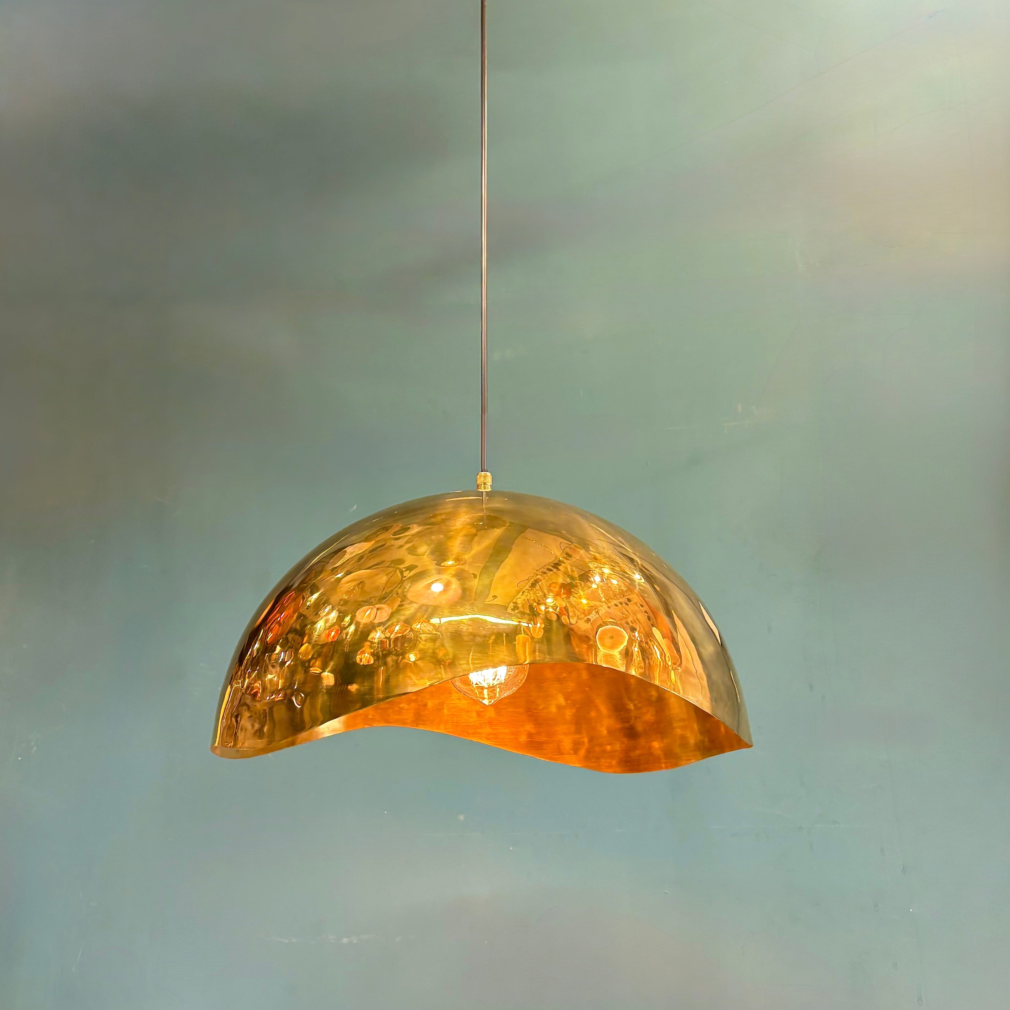 Arel Lighting GERA Hammered Brass Pendant Light