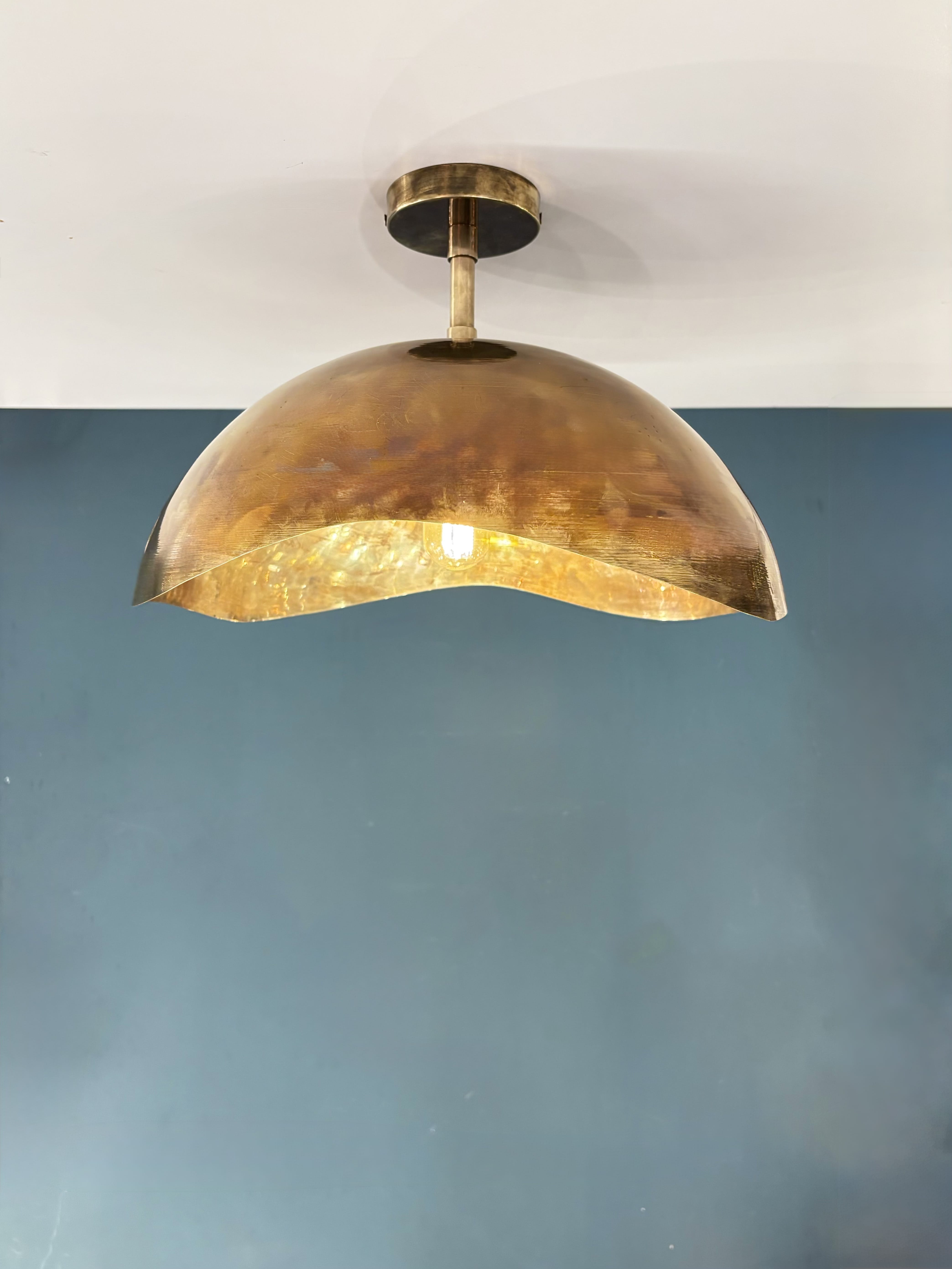 Arel Lighting GERA Hammered Brass Pendant Light
