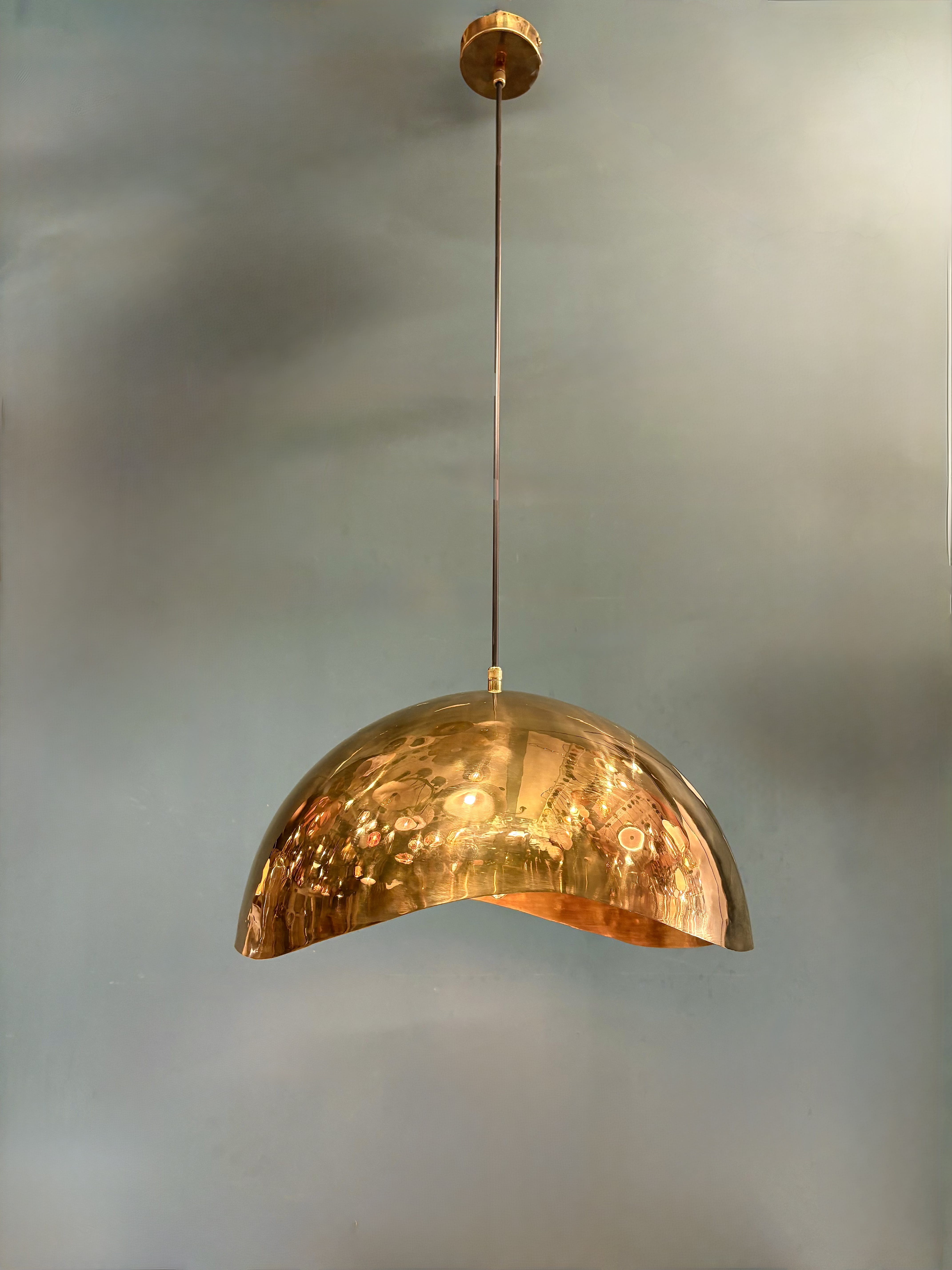 Arel Lighting GERA Hammered Brass Pendant Light