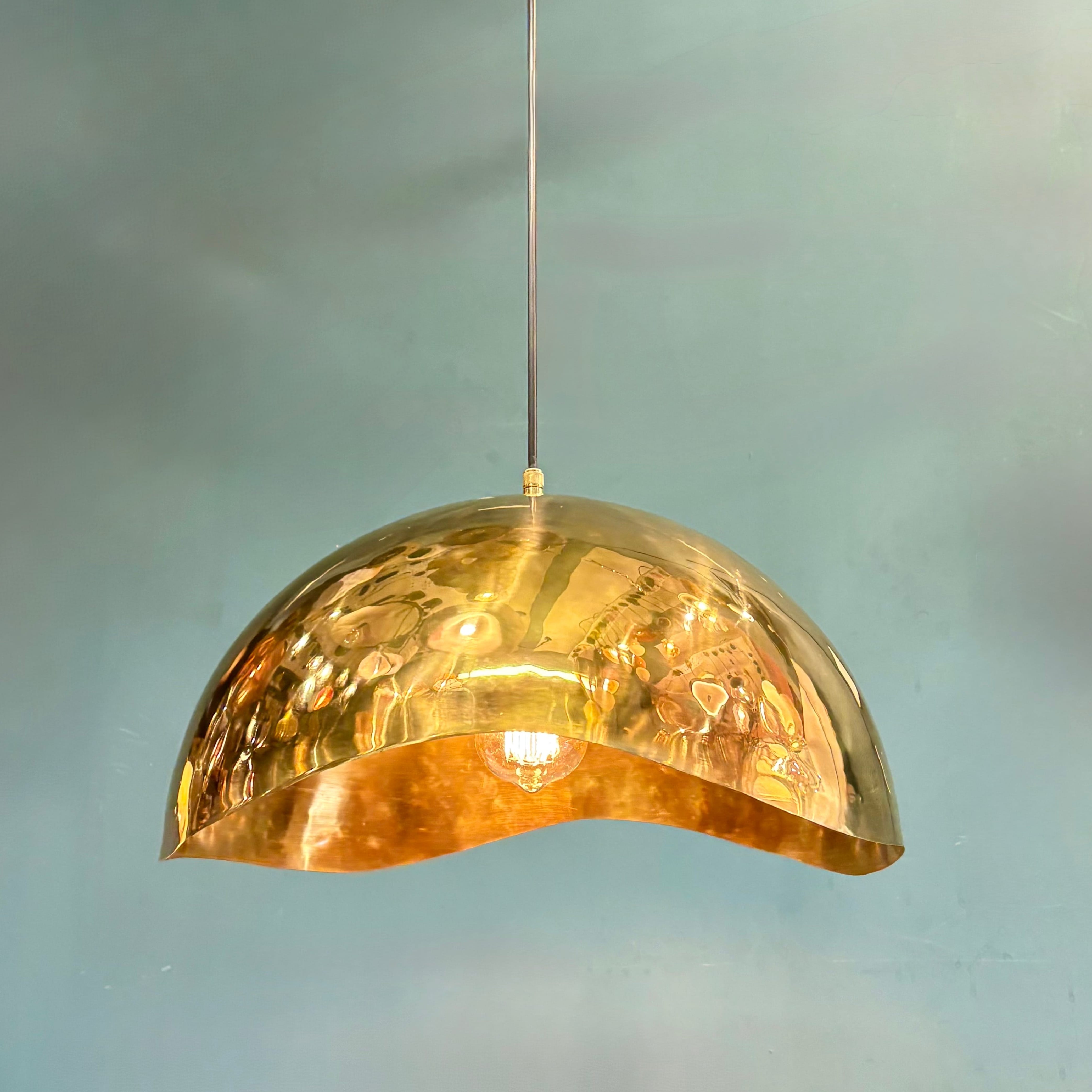 Arel Lighting GERA Hammered Brass Pendant Light