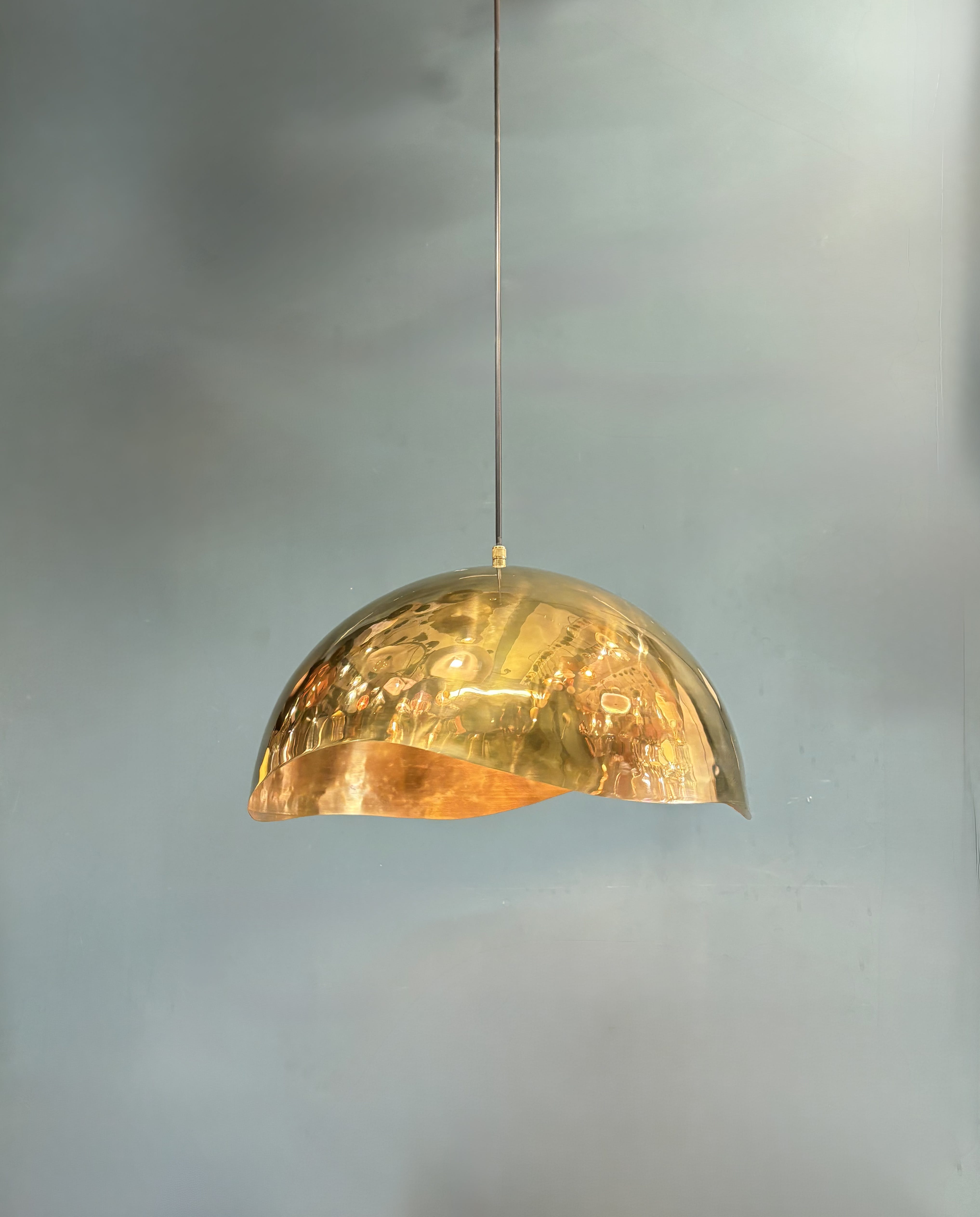 Arel Lighting GERA Hammered Brass Pendant Light