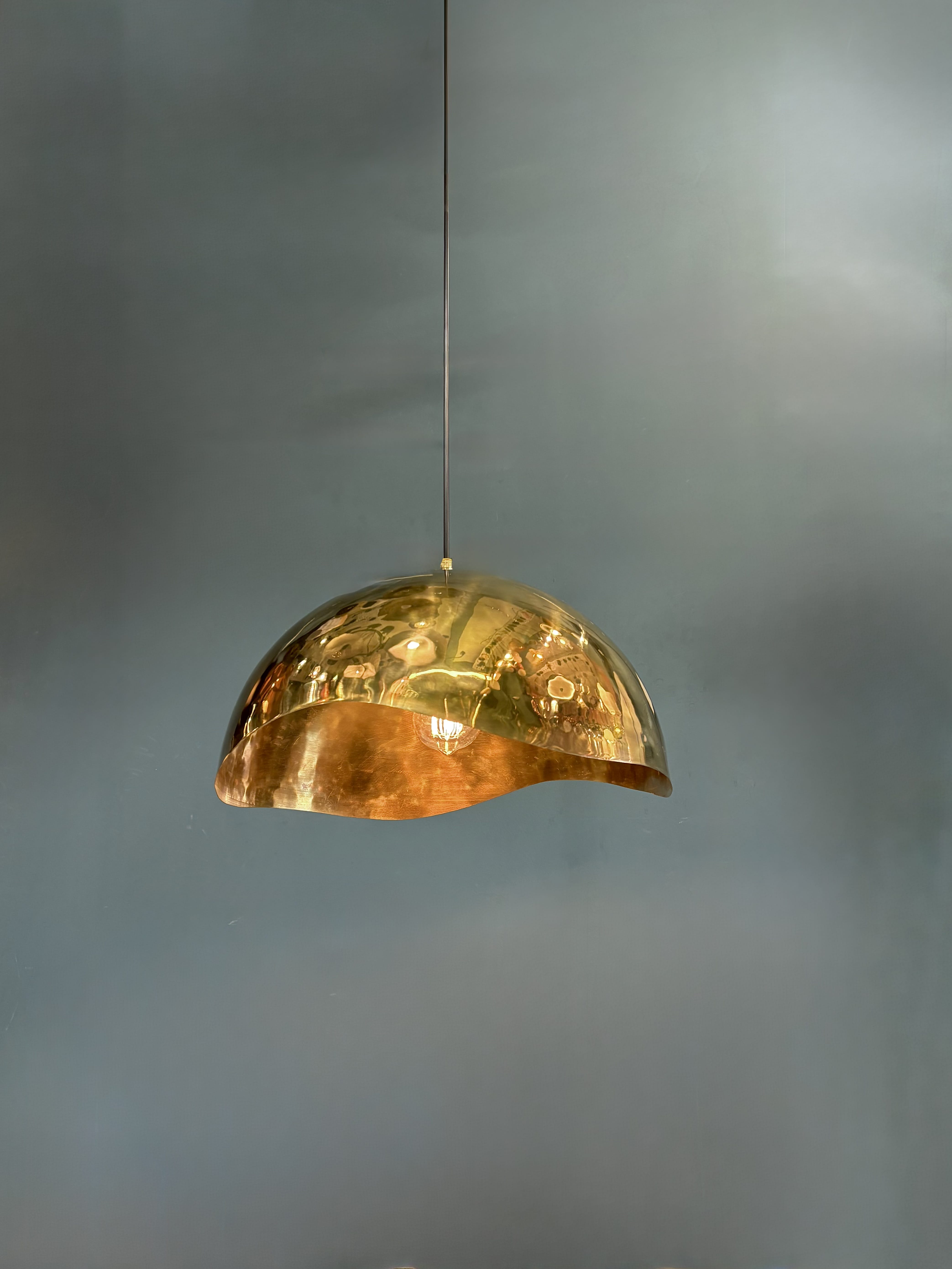 Arel Lighting GERA Hammered Brass Pendant Light