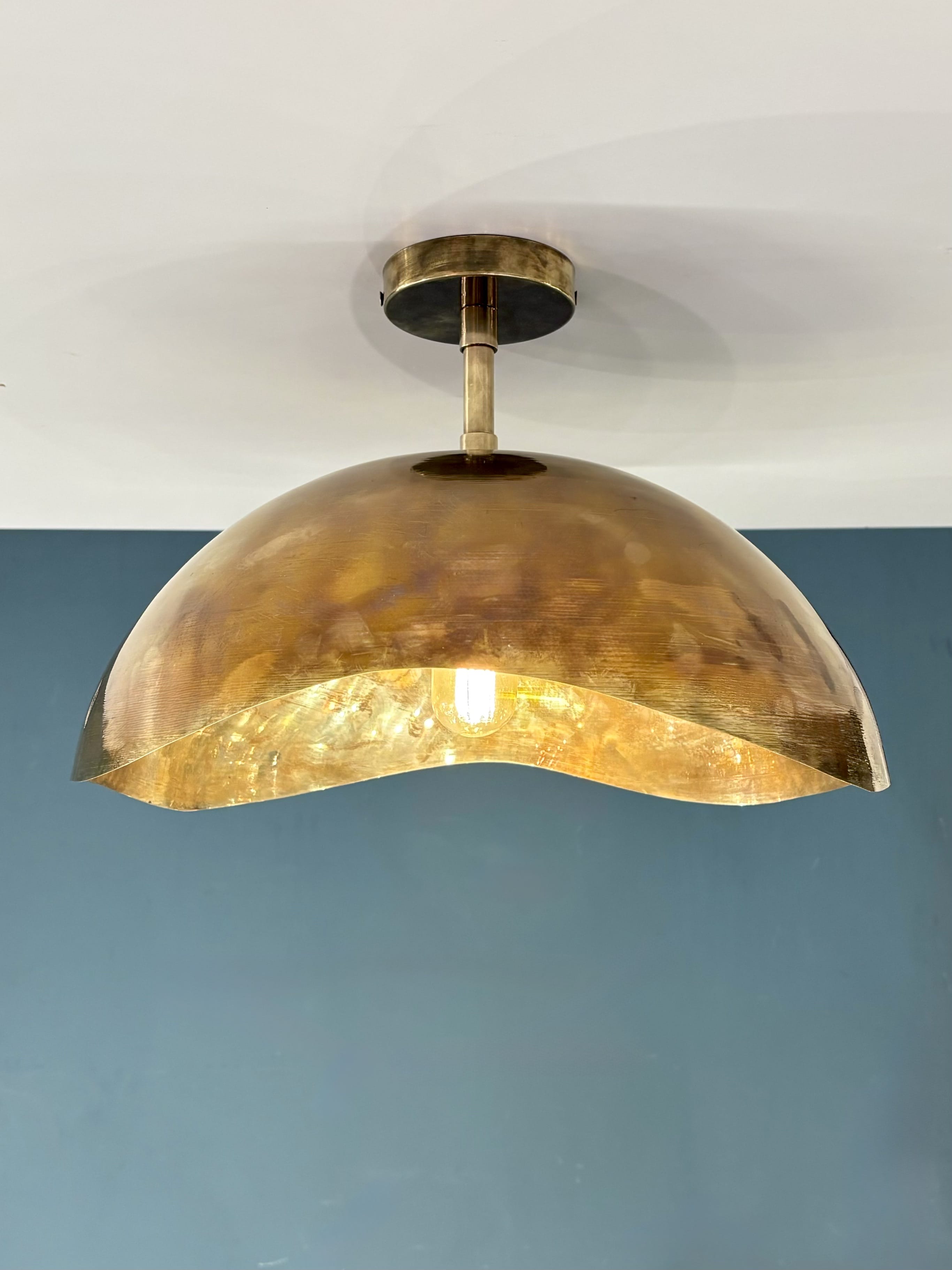 Arel Lighting GERA Hammered Brass Pendant Light