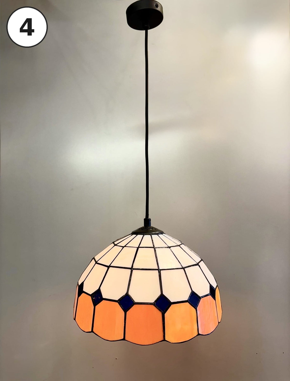 Arel Lighting lighting No.4 Amber Classic BACAU Tiffany Style Stained Glass Pendant Light – 30 cm