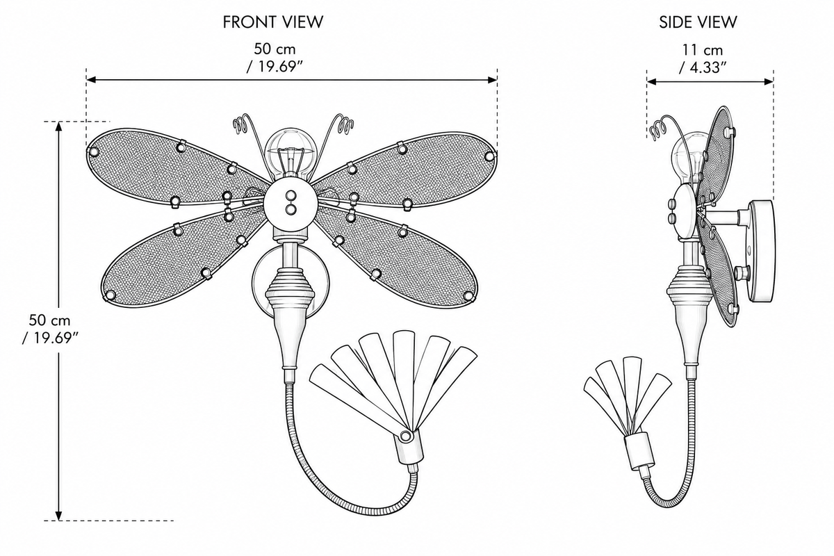Arel Lighting lighting SUCEEVA Steampunk Dragonfly Wall Sconce