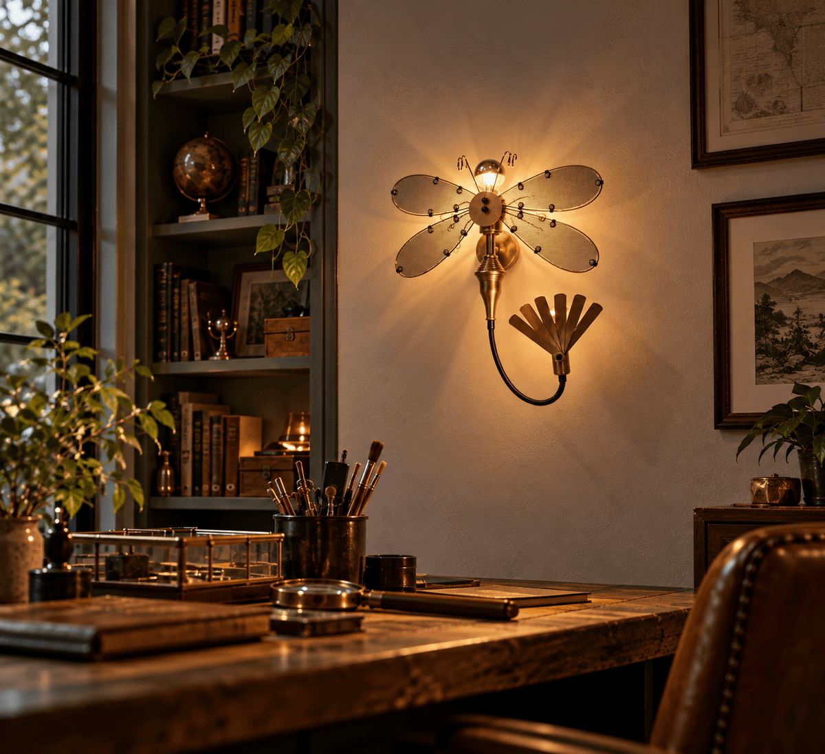Arel Lighting lighting SUCEEVA Steampunk Dragonfly Wall Sconce