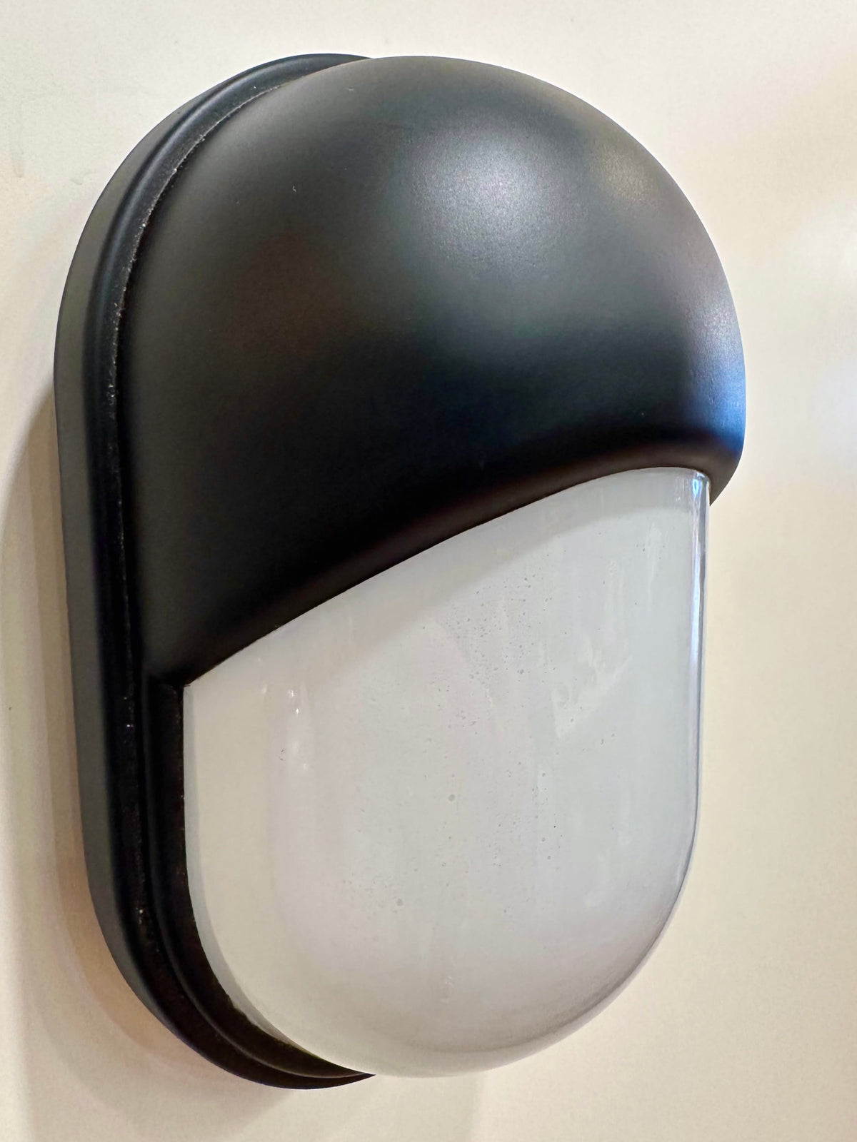 Arel Lighting Outdoor Wall Light EEVA Outdoor Wall Sconce – Black Metal Hood with Opal Glass, IP44 Exterior Wall Light