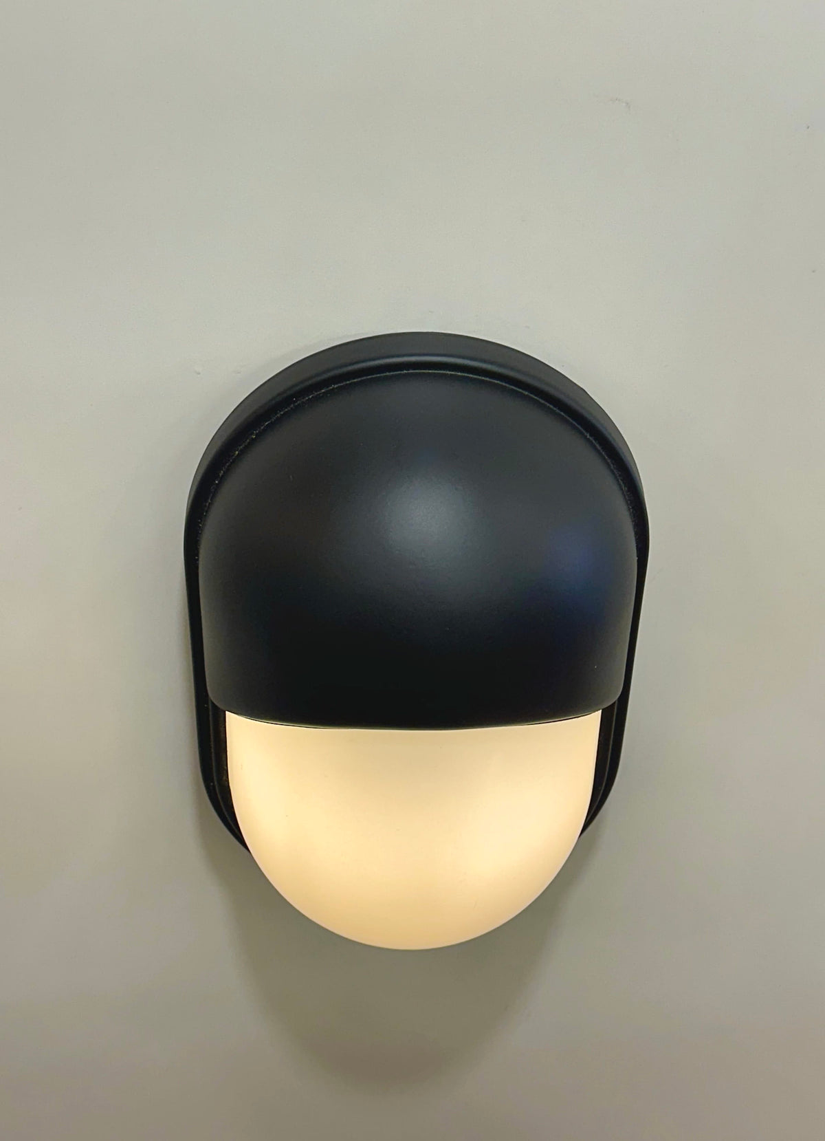 Arel Lighting Outdoor Wall Light EEVA Outdoor Wall Sconce – Black Metal Hood with Opal Glass, IP44 Exterior Wall Light
