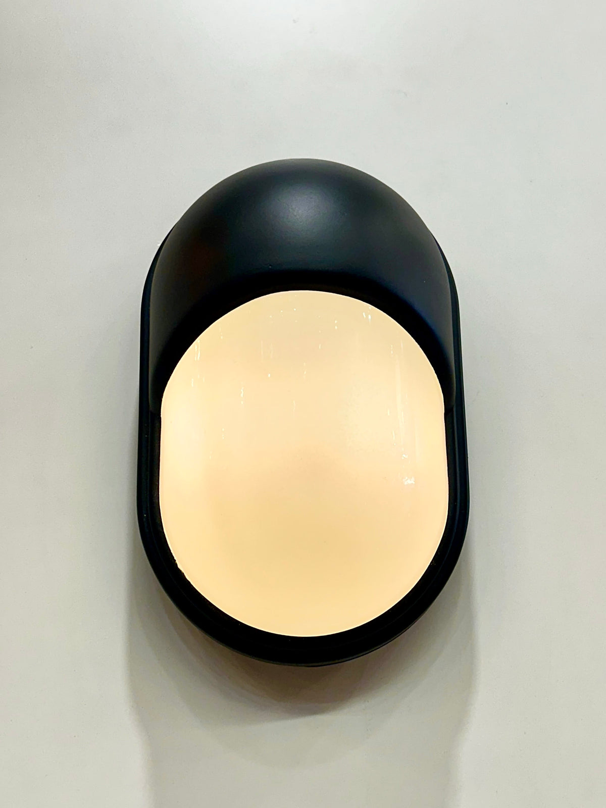 Arel Lighting Outdoor Wall Light EEVA Outdoor Wall Sconce – Black Metal Hood with Opal Glass, IP44 Exterior Wall Light