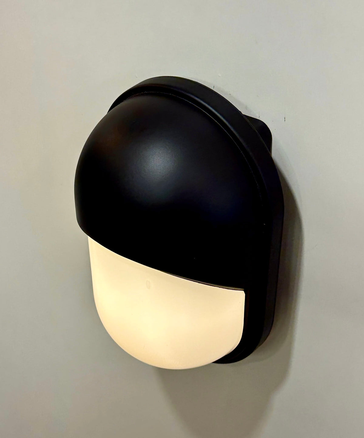 Arel Lighting Outdoor Wall Light EEVA Outdoor Wall Sconce – Black Metal Hood with Opal Glass, IP44 Exterior Wall Light