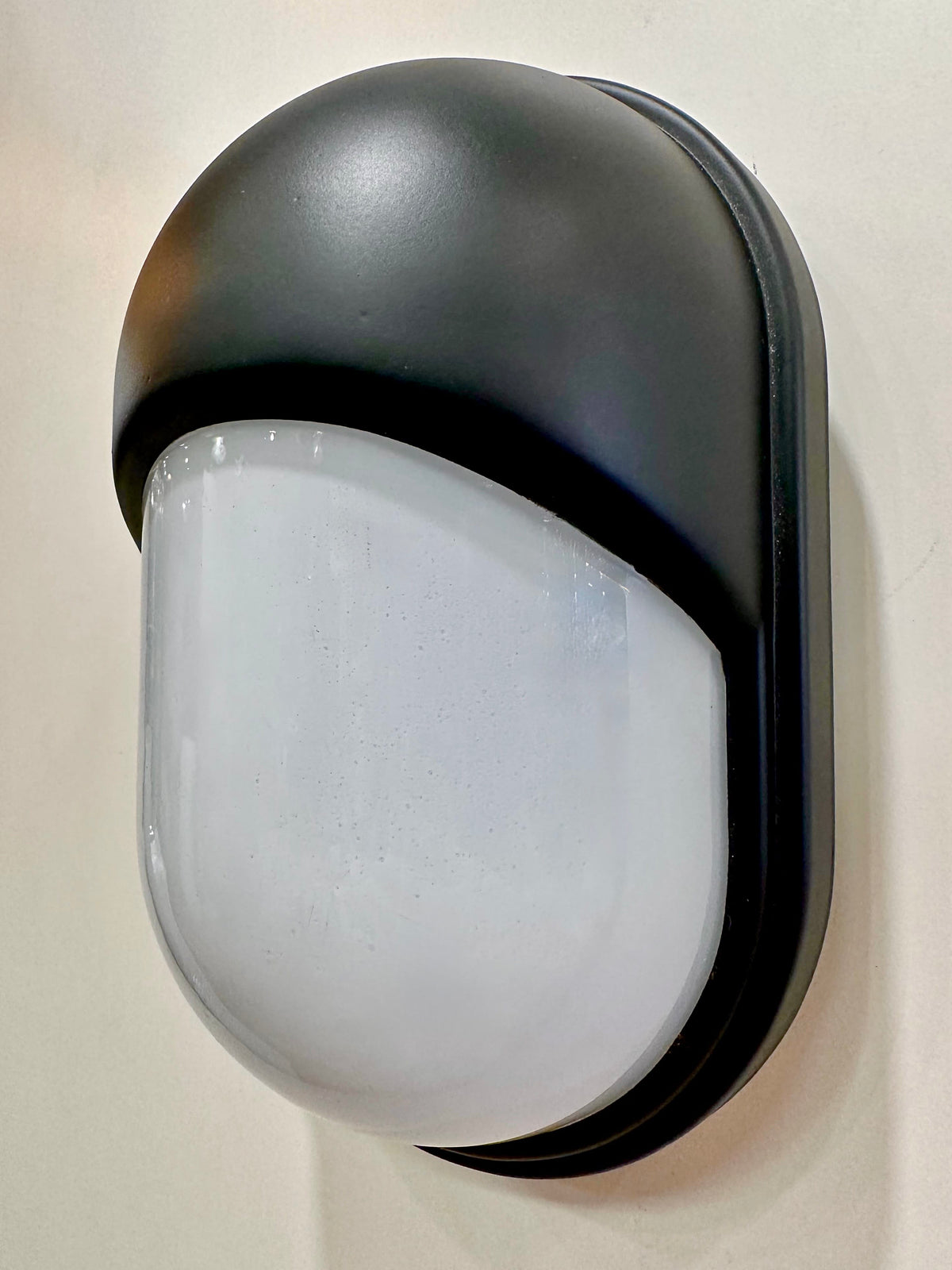 Arel Lighting Outdoor Wall Light EEVA Outdoor Wall Sconce – Black Metal Hood with Opal Glass, IP44 Exterior Wall Light