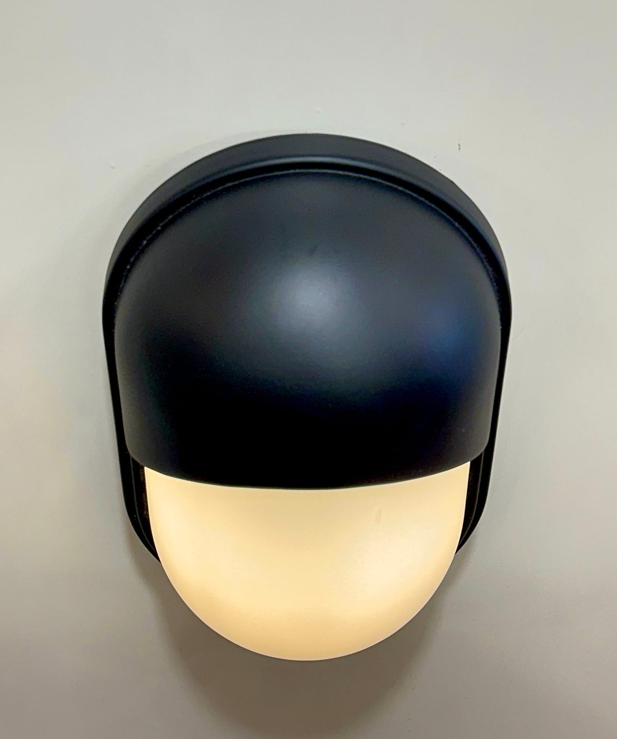Arel Lighting Outdoor Wall Light EEVA Outdoor Wall Sconce – Black Metal Hood with Opal Glass, IP44 Exterior Wall Light