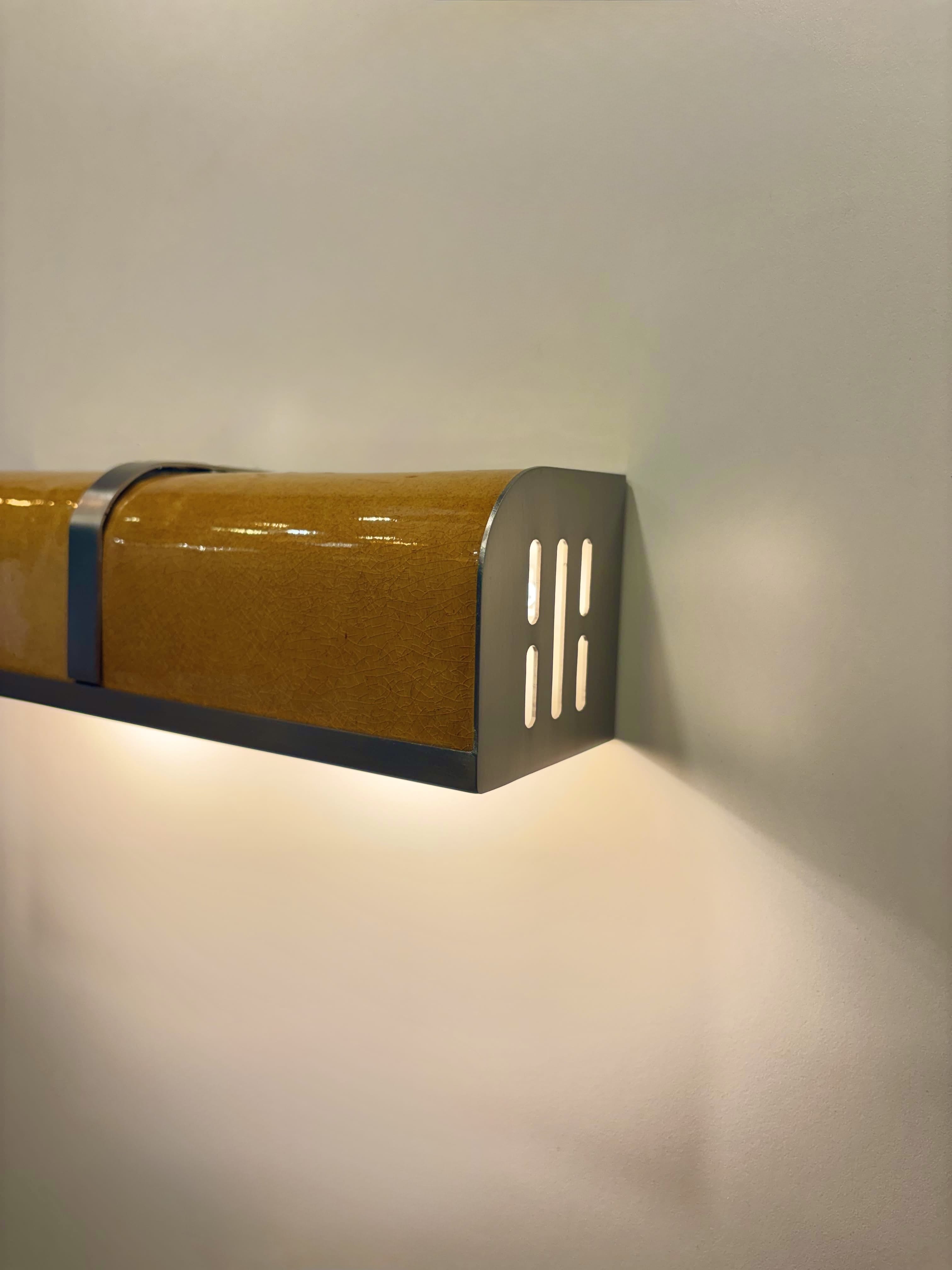 Arel Lighting PRAZZO Double Handmade Amber Ceramic Wall Sconce