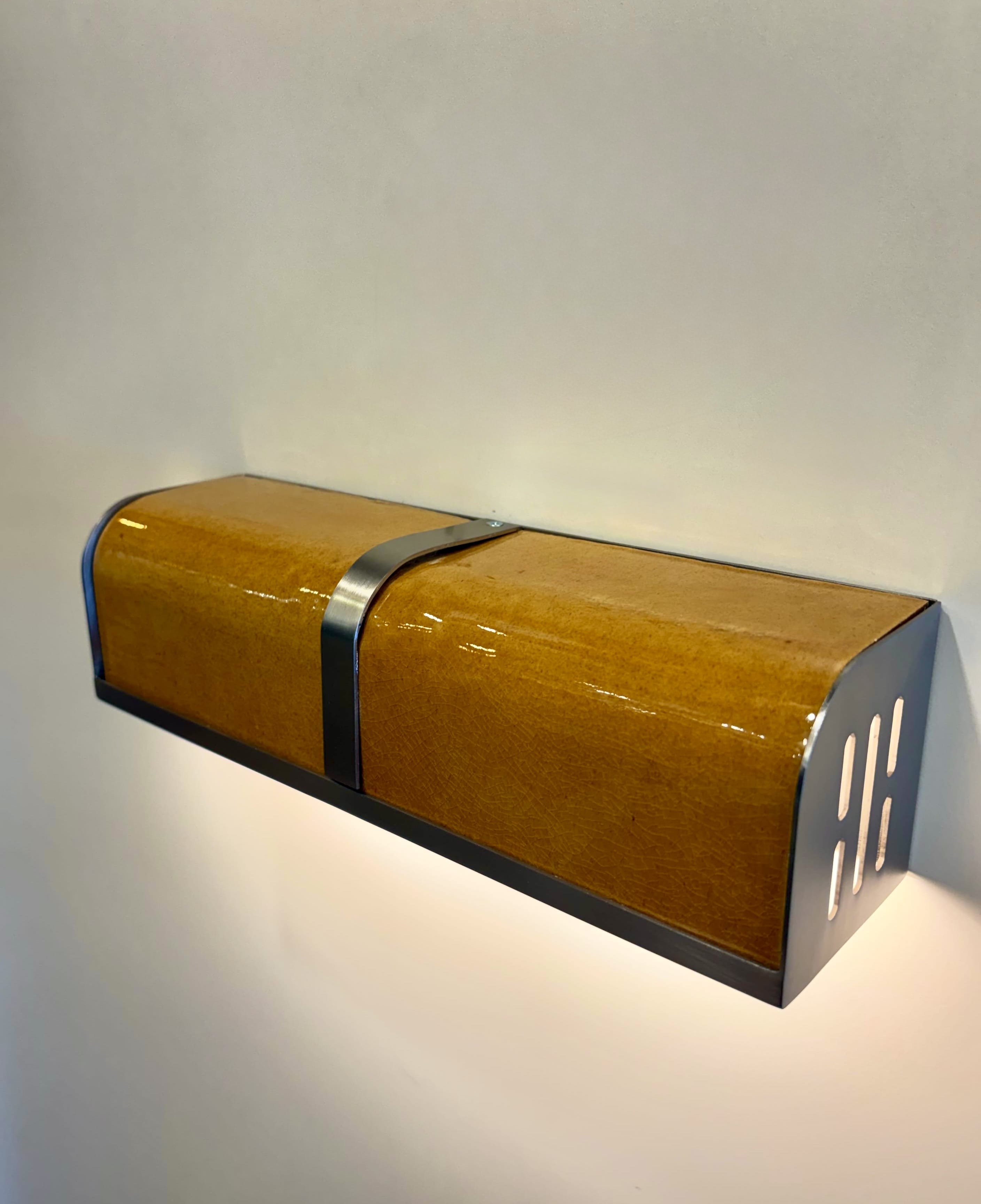 Arel Lighting PRAZZO Double Handmade Amber Ceramic Wall Sconce