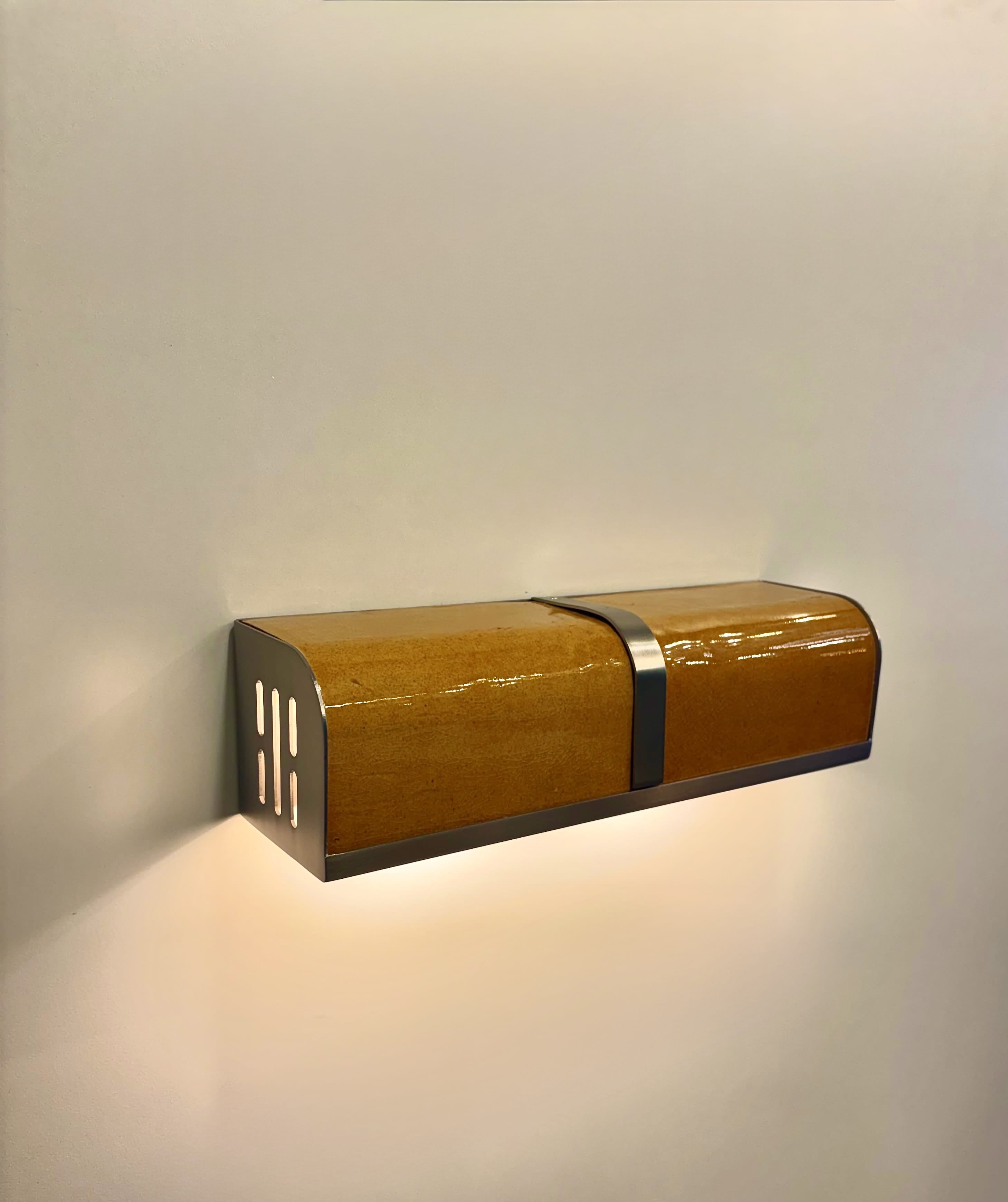 Arel Lighting PRAZZO Double Handmade Amber Ceramic Wall Sconce