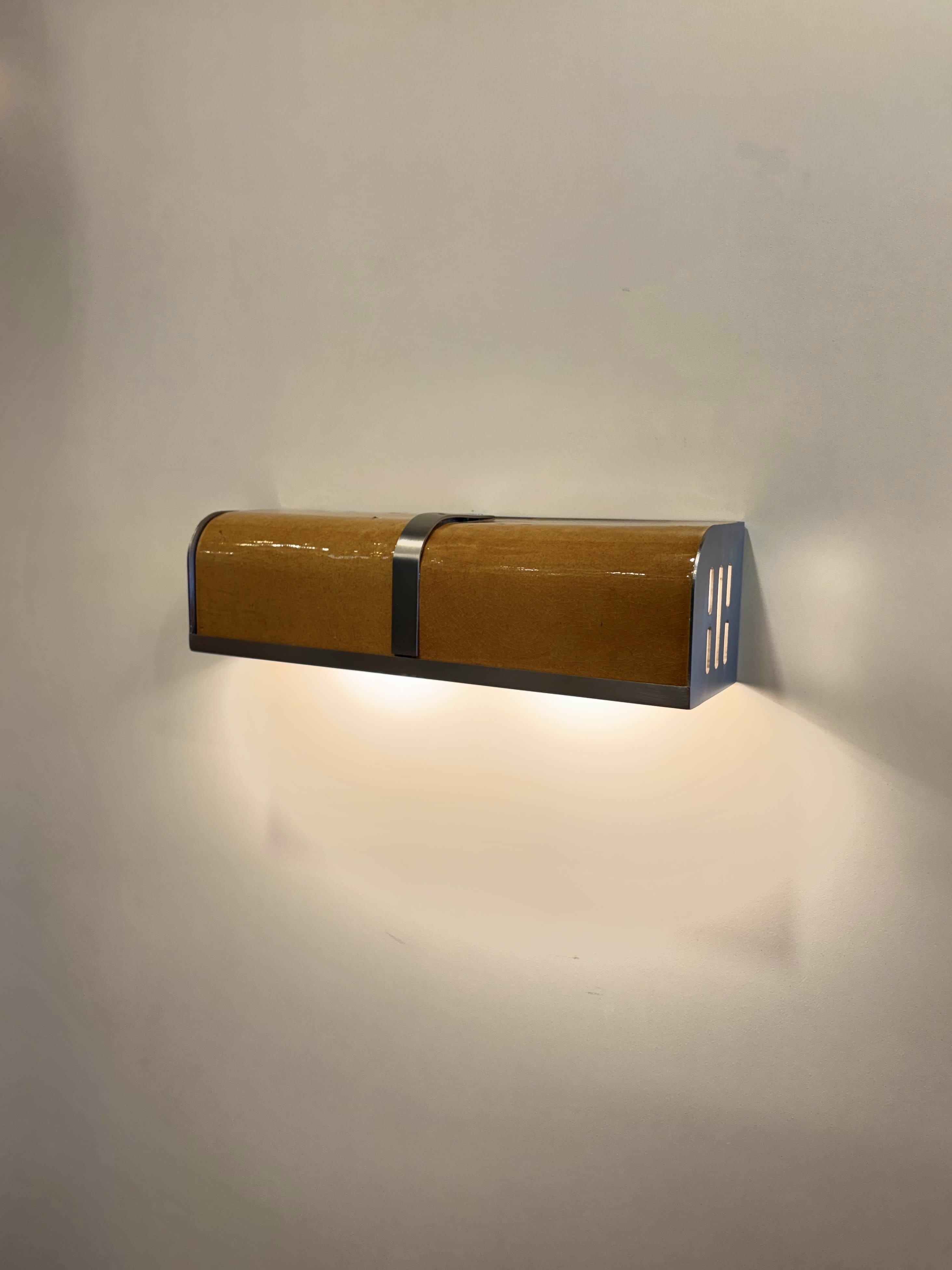 Arel Lighting PRAZZO Double Handmade Amber Ceramic Wall Sconce