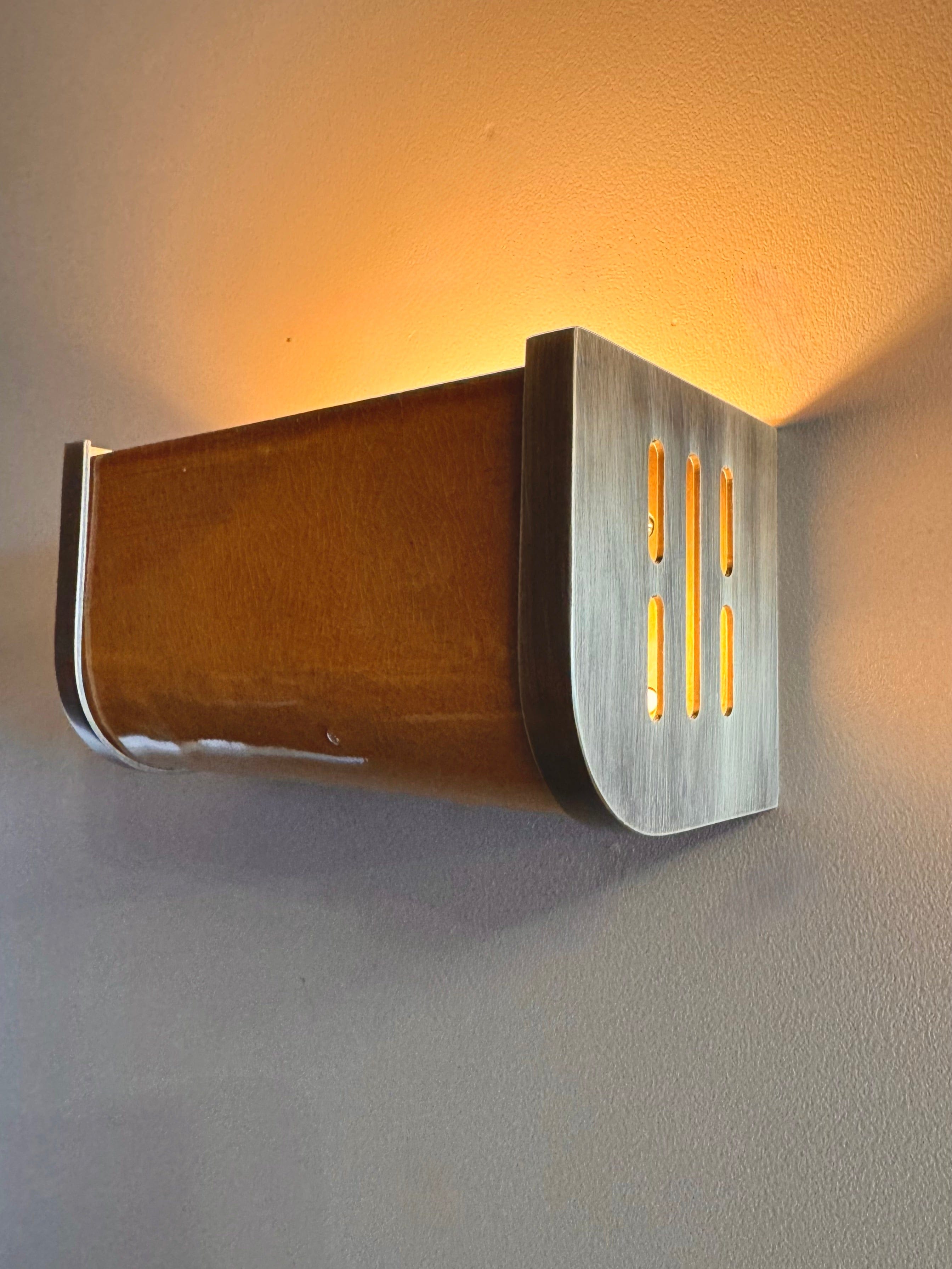 Arel Lighting PRAZZO Handmade Amber Ceramic Wall Sconce
