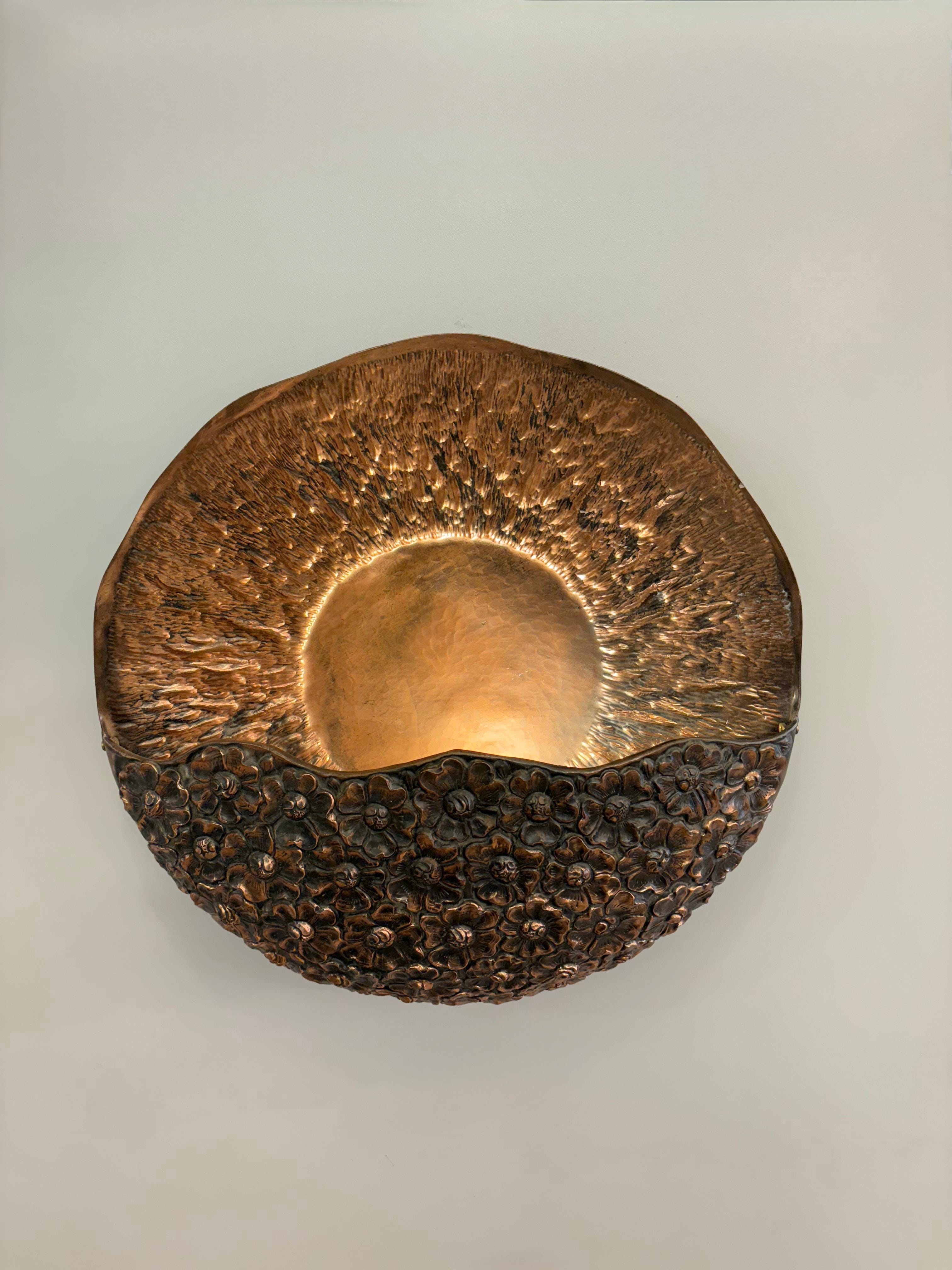 Arel Lighting SORO Hand-Hammered Copper Wall Sconce, Contemporary Sculptural Lighting