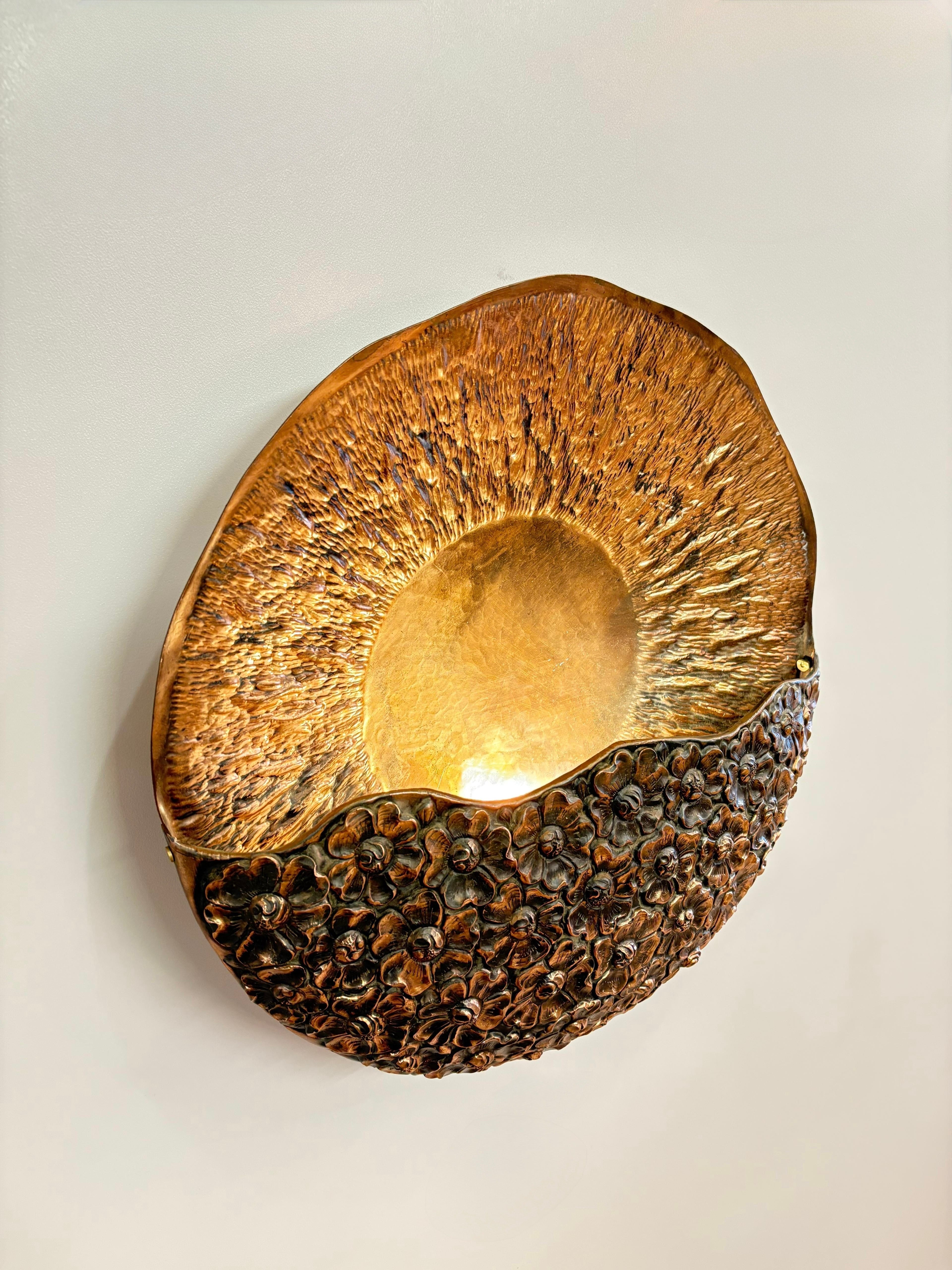 Arel Lighting SORO Hand-Hammered Copper Wall Sconce, Contemporary Sculptural Lighting