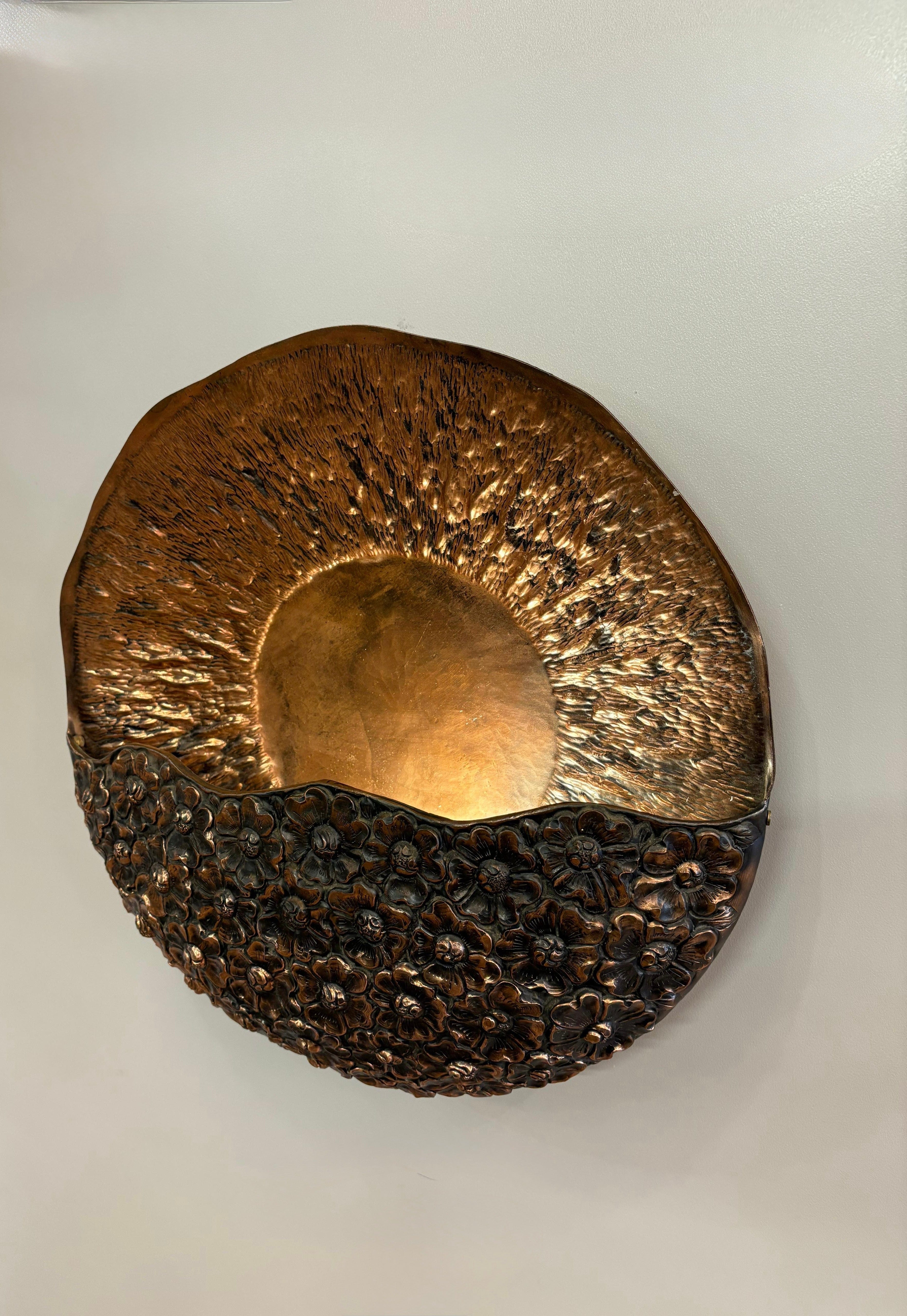 Arel Lighting SORO Hand-Hammered Copper Wall Sconce, Contemporary Sculptural Lighting