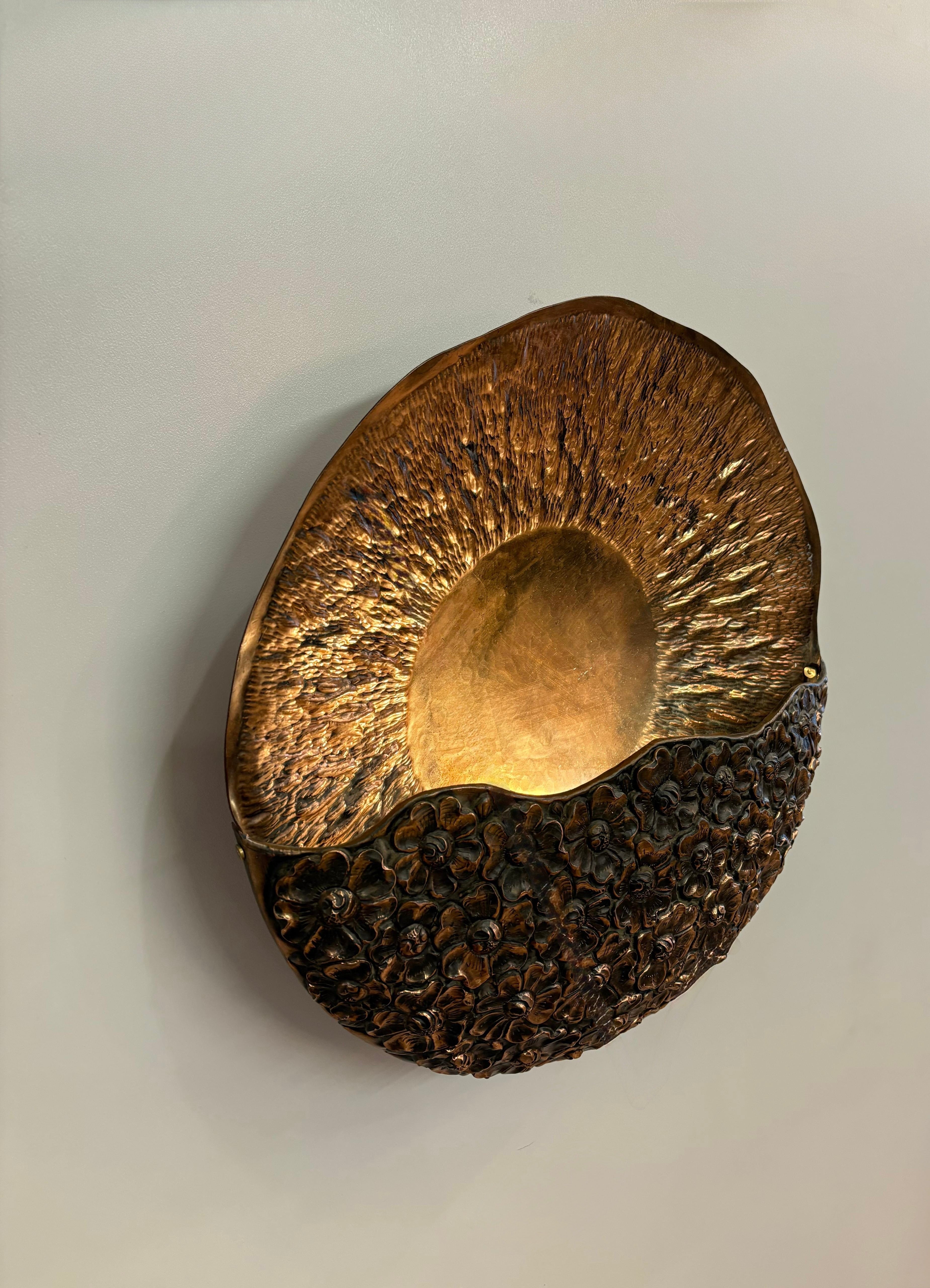 Arel Lighting SORO Hand-Hammered Copper Wall Sconce, Contemporary Sculptural Lighting