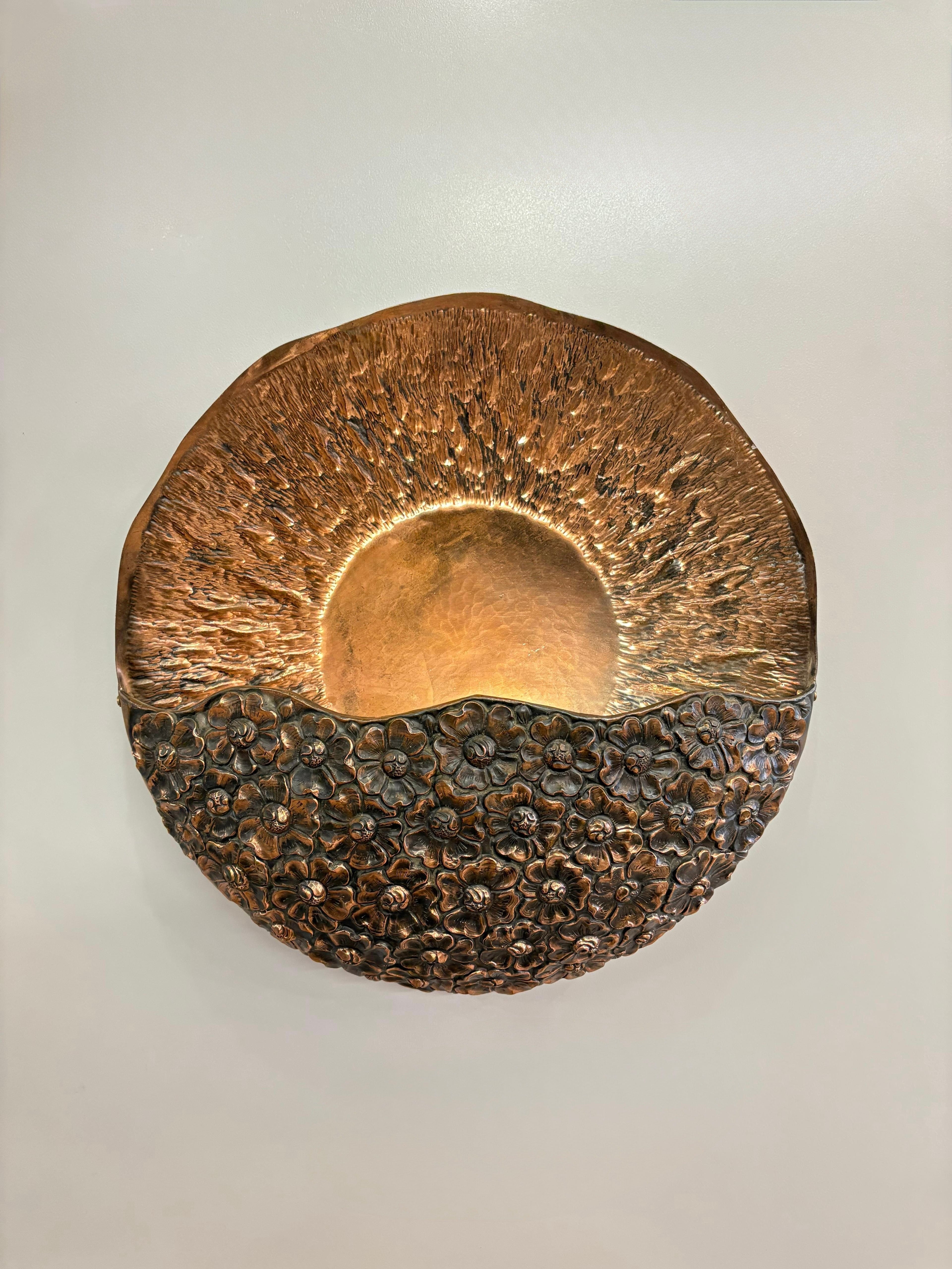 Arel Lighting SORO Hand-Hammered Copper Wall Sconce, Contemporary Sculptural Lighting