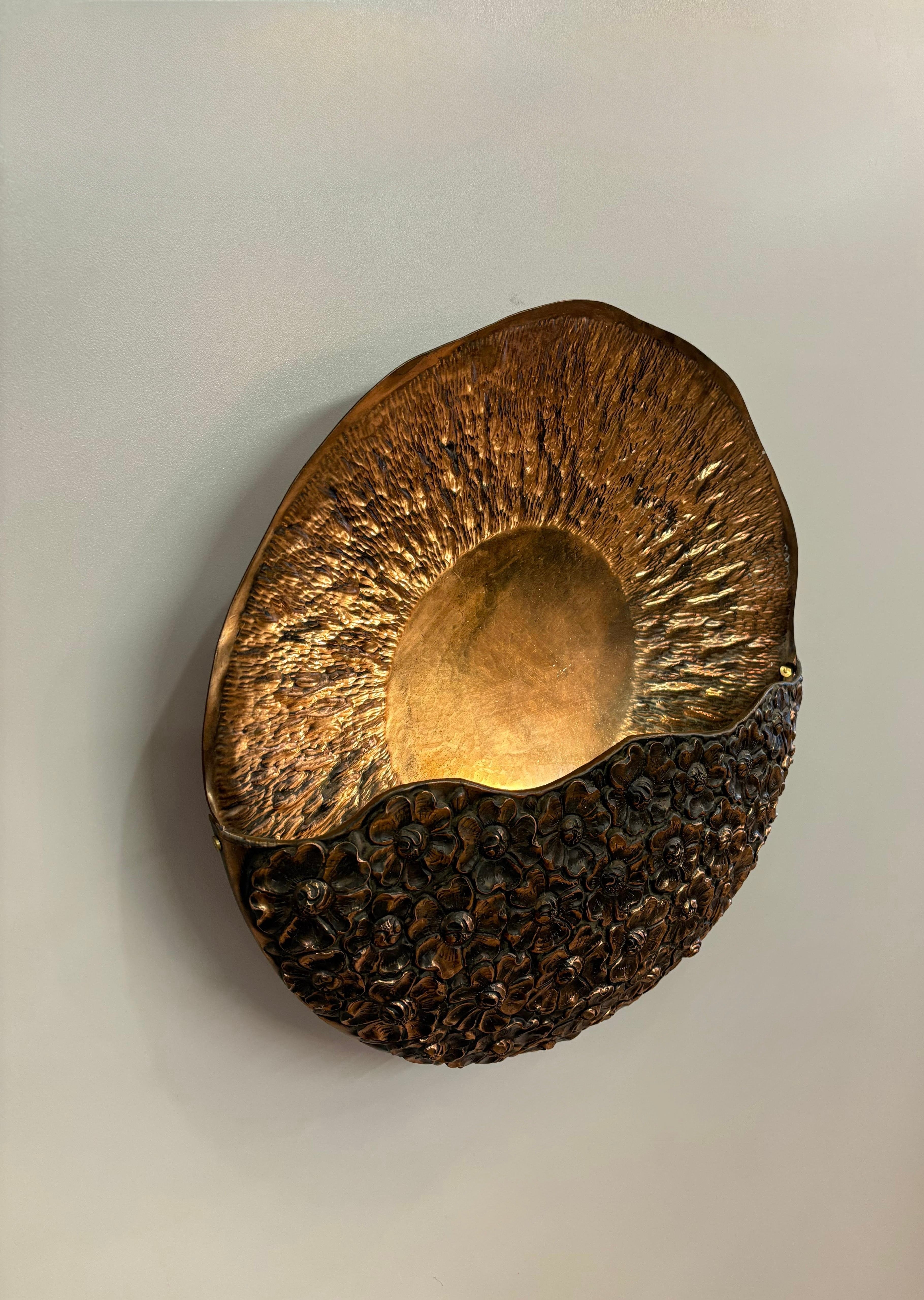 Arel Lighting SORO Hand-Hammered Copper Wall Sconce, Contemporary Sculptural Lighting