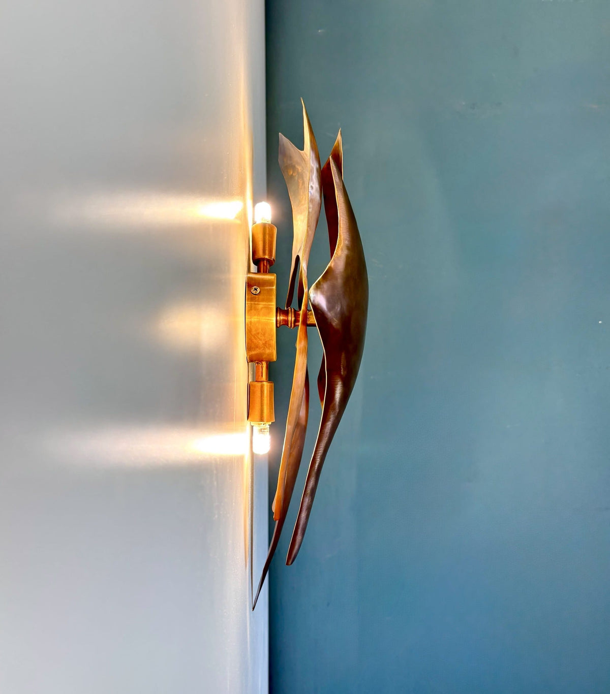 Arel Lighting Wall Sconce BALTI Sculptural Hand-Hammered Brass Wall Sconce