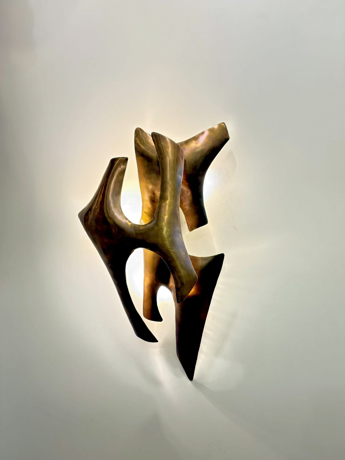 Arel Lighting Wall Sconce BALTI Sculptural Hand-Hammered Brass Wall Sconce