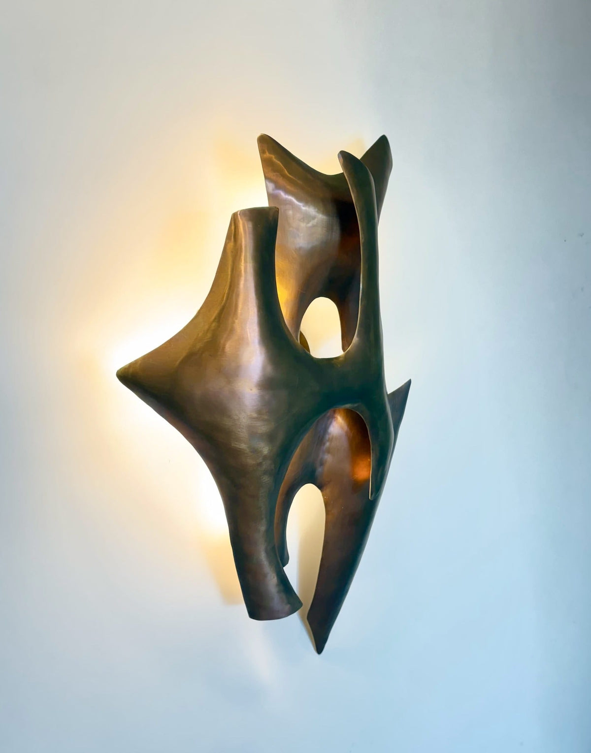 Arel Lighting Wall Sconce BALTI Sculptural Hand-Hammered Brass Wall Sconce