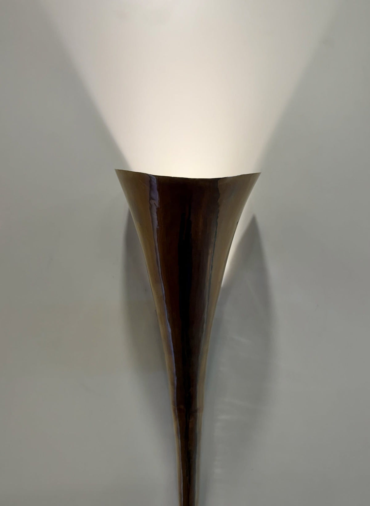 Arel Lighting Wall Sconce KIEK Sculptural Hand-Hammered Brass Wall Sconce – Calla Lily Torch Uplight