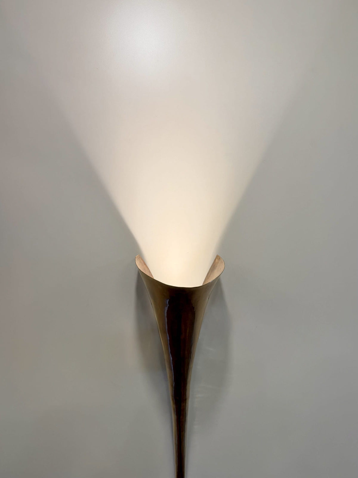 Arel Lighting Wall Sconce KIEK Sculptural Hand-Hammered Brass Wall Sconce – Calla Lily Torch Uplight