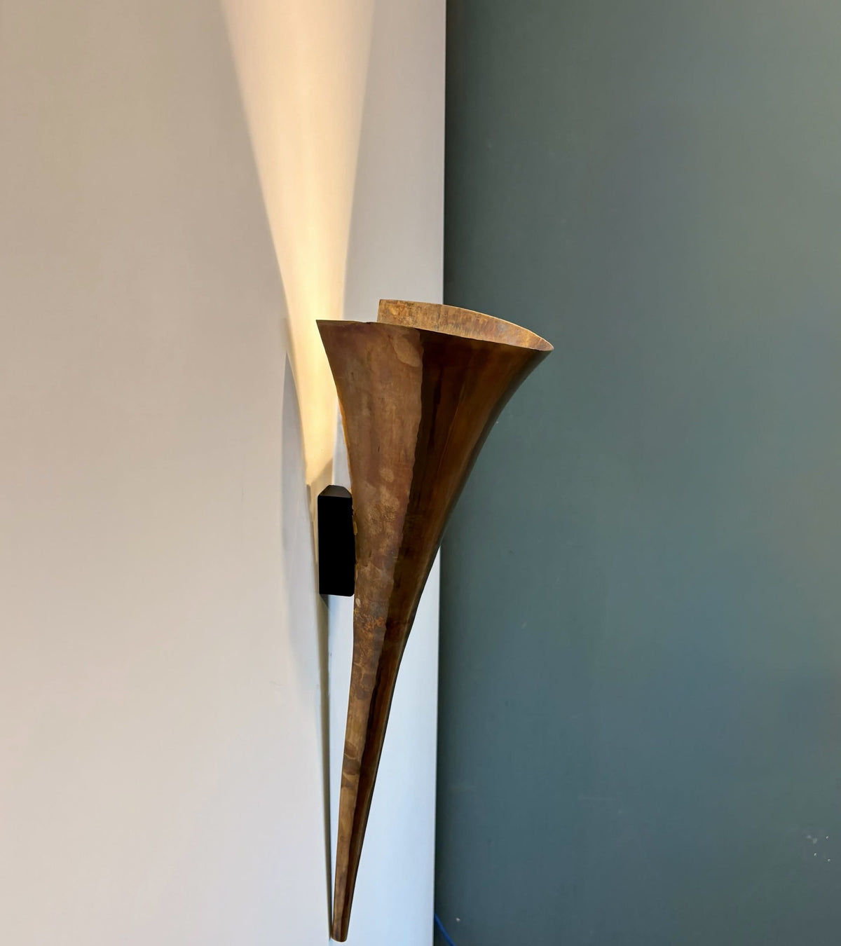 Arel Lighting Wall Sconce KIEK Sculptural Hand-Hammered Brass Wall Sconce – Calla Lily Torch Uplight