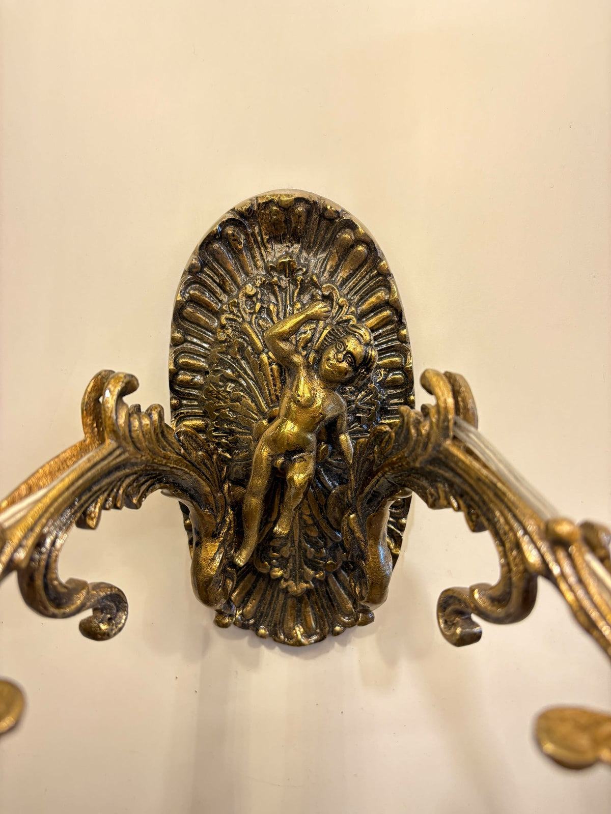 Arel Lighting Wall Sconce KOTELVA Traditional Brass Double Wall Sconce with Fabric Shades