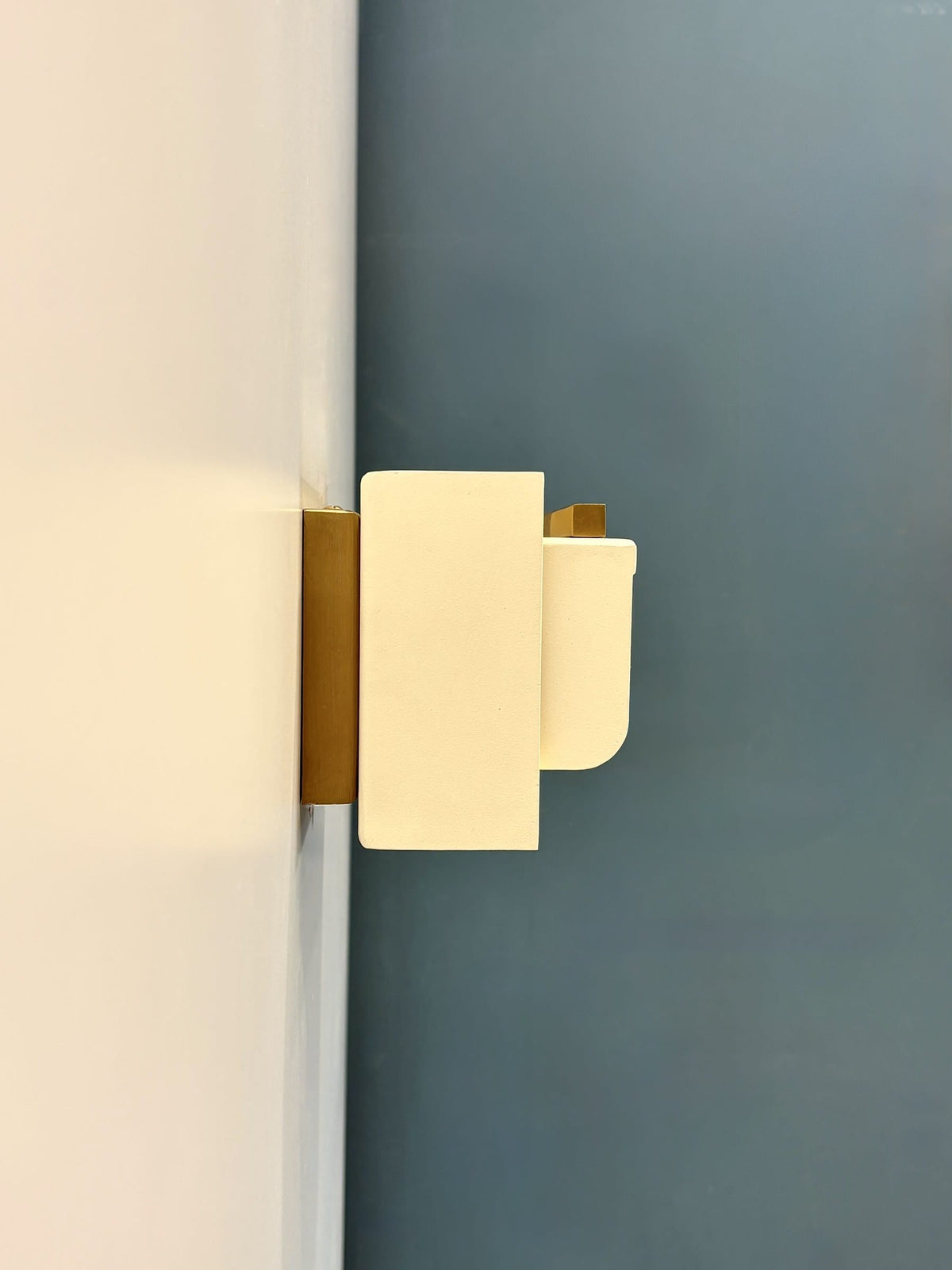 Arel Lighting Wall Sconce MURAFA Mid-Century Wall Sconce – Cream & Matte Brass Louvered Wall Light with Adjustable Head