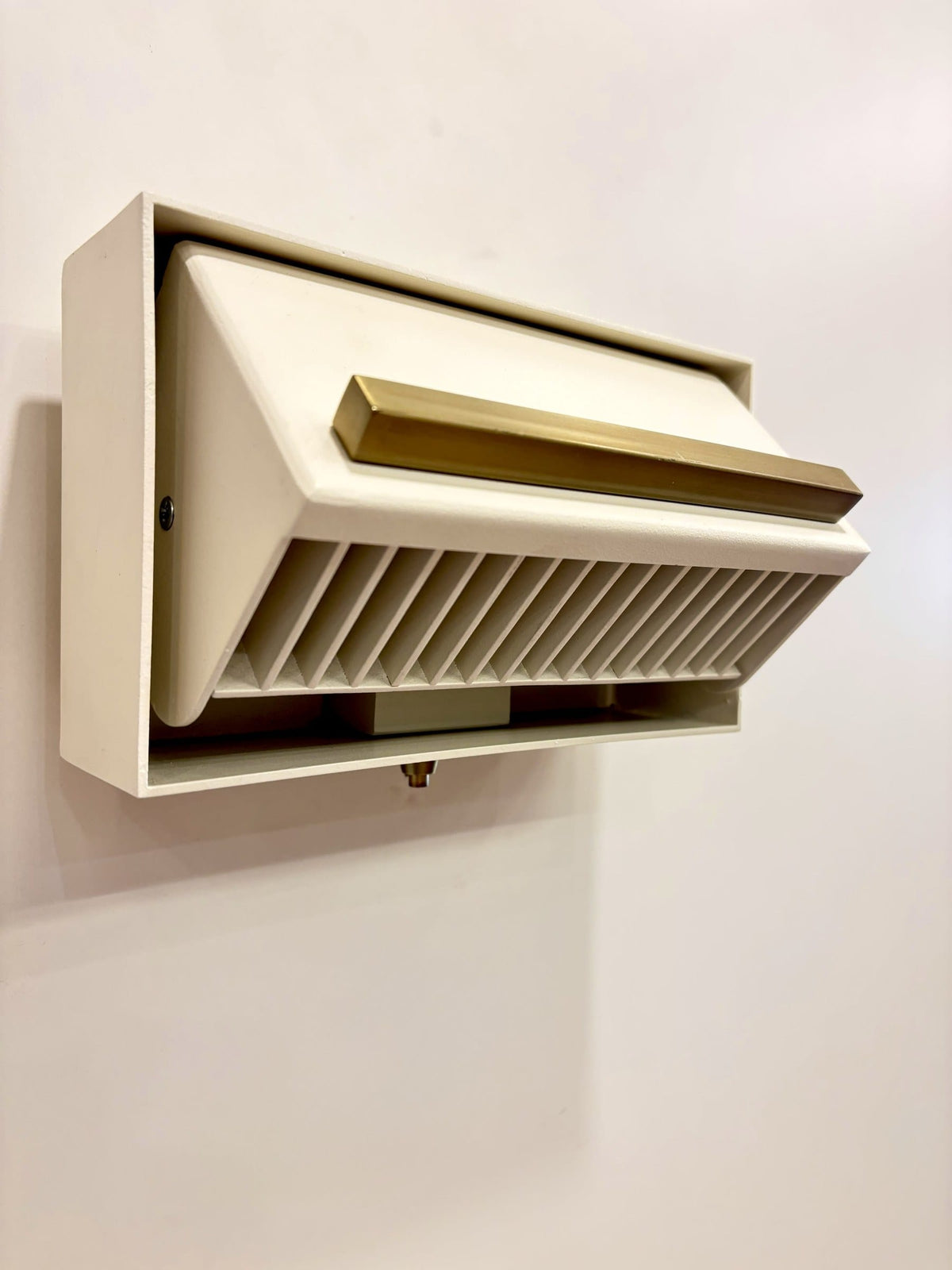 Arel Lighting Wall Sconce MURAFA Mid-Century Wall Sconce – Cream & Matte Brass Louvered Wall Light with Adjustable Head