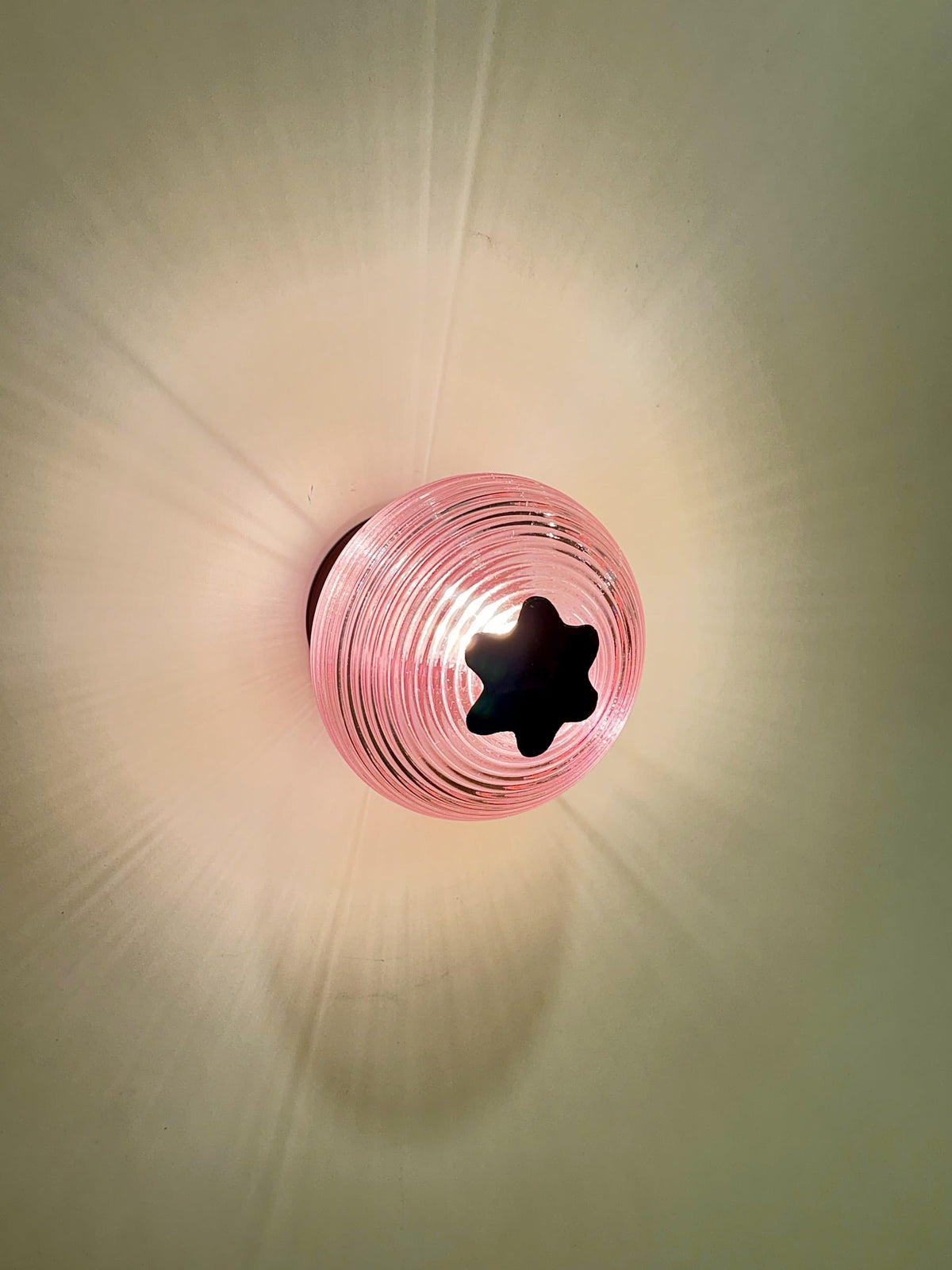 Arel Lighting Wall Sconce POLTAV Pink Ribbed Glass Wall Sconce / Ceiling Light
