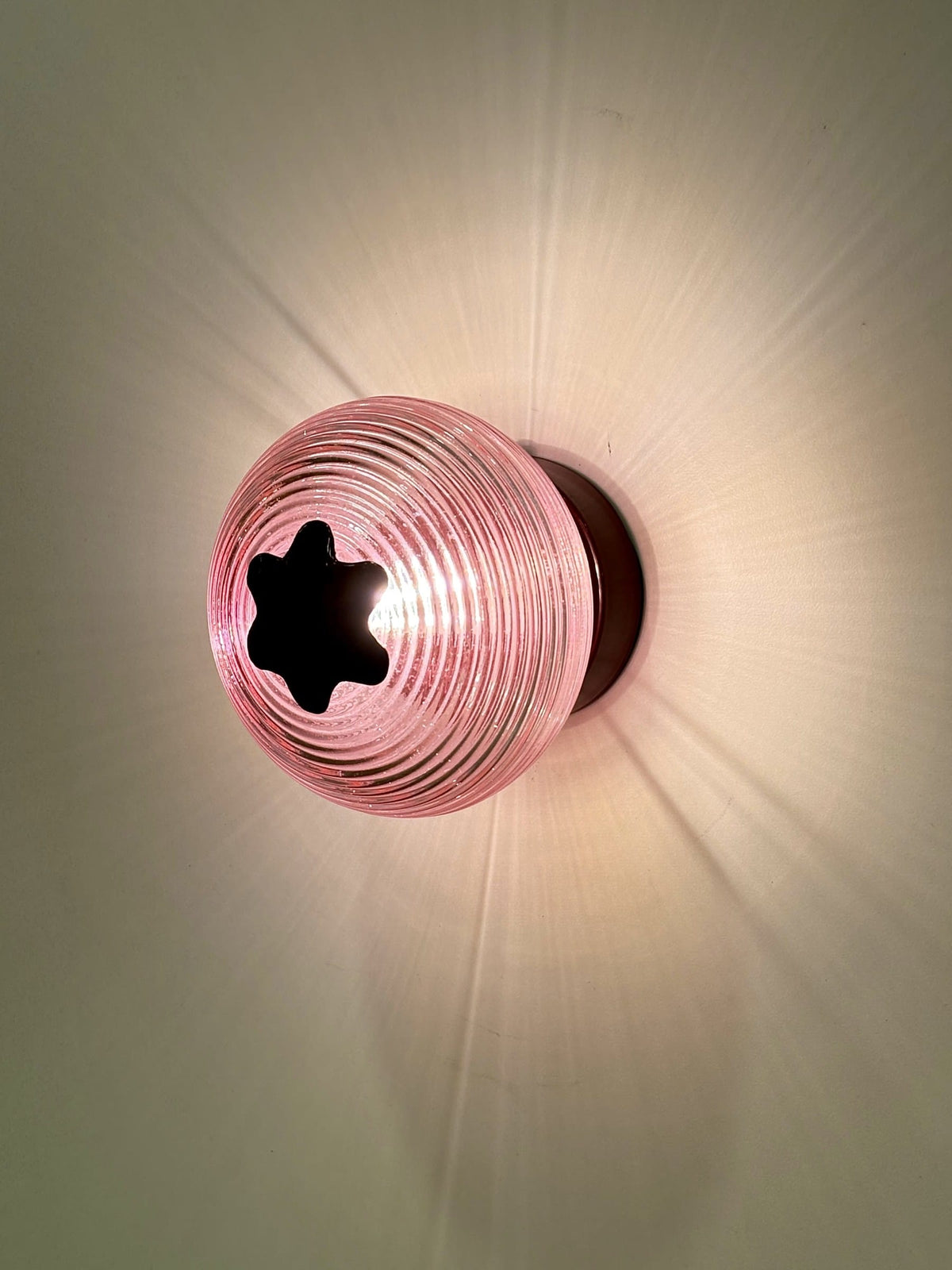 Arel Lighting Wall Sconce POLTAV Pink Ribbed Glass Wall Sconce / Ceiling Light