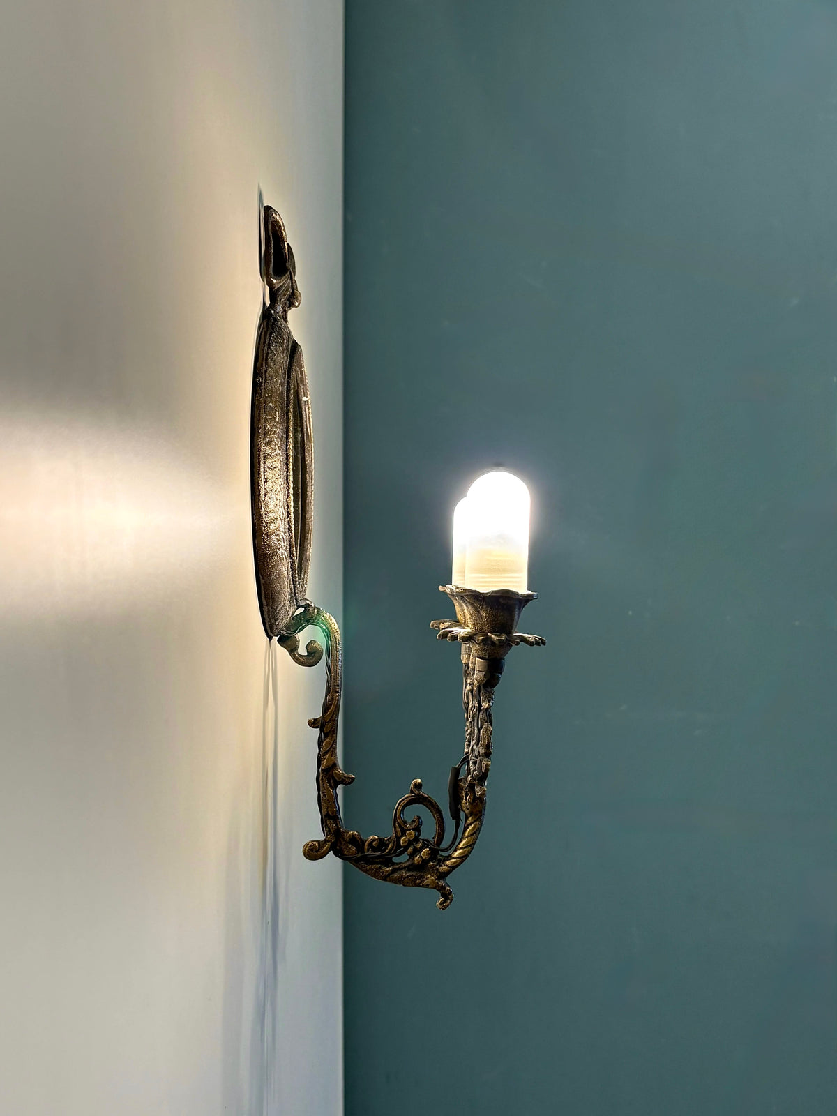 Arel Lighting Wall Sconce PROMONAD Traditional Brass Mirror Wall Sconce with Bow – Two Light Candle Sconce