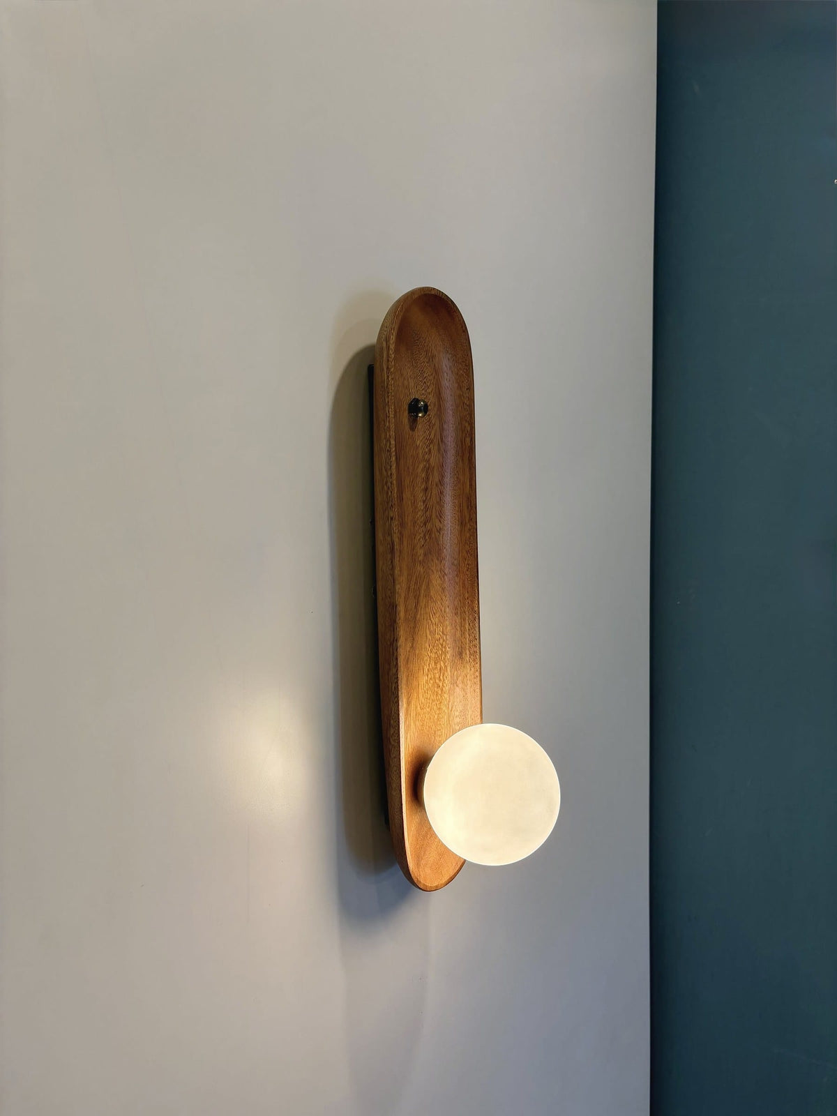 Arel Lighting Wall Sconce PUCELA Solid Wood Wall Sconce – Carved Wooden Wall Light with Opal Glass Globe