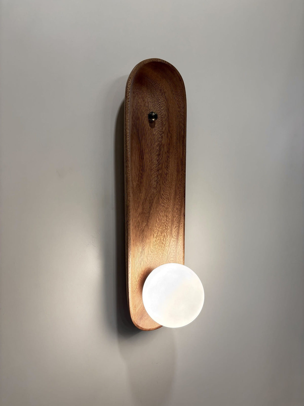 Arel Lighting Wall Sconce PUCELA Solid Wood Wall Sconce – Carved Wooden Wall Light with Opal Glass Globe