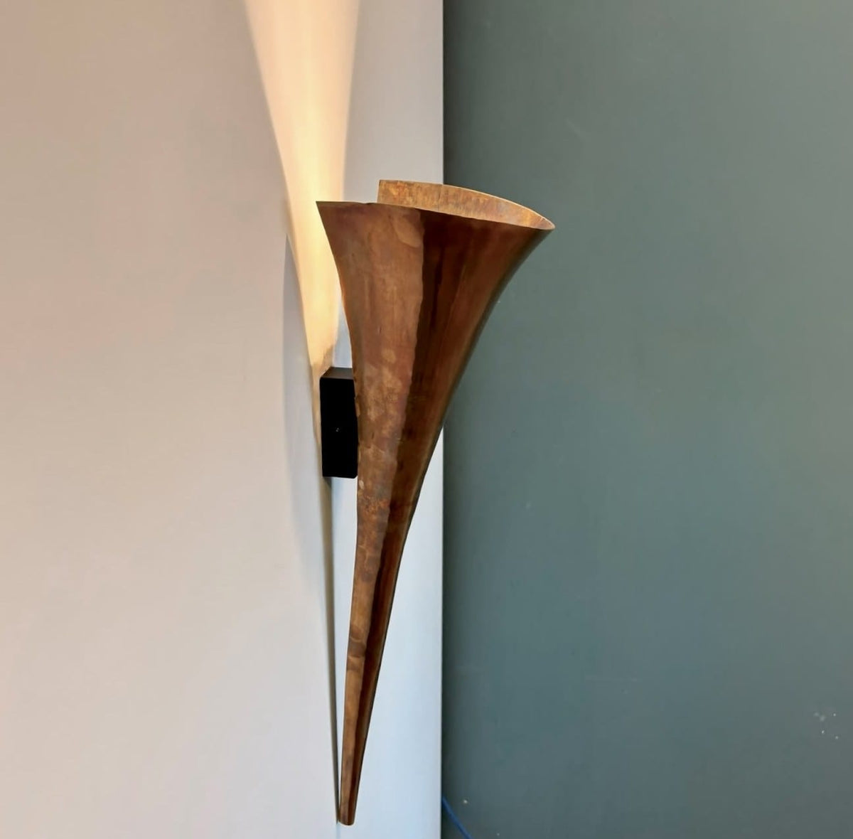 Arel Lighting Wall Sconce Single KIEK Sculptural Hand-Hammered Brass Wall Sconce – Calla Lily Torch Uplight