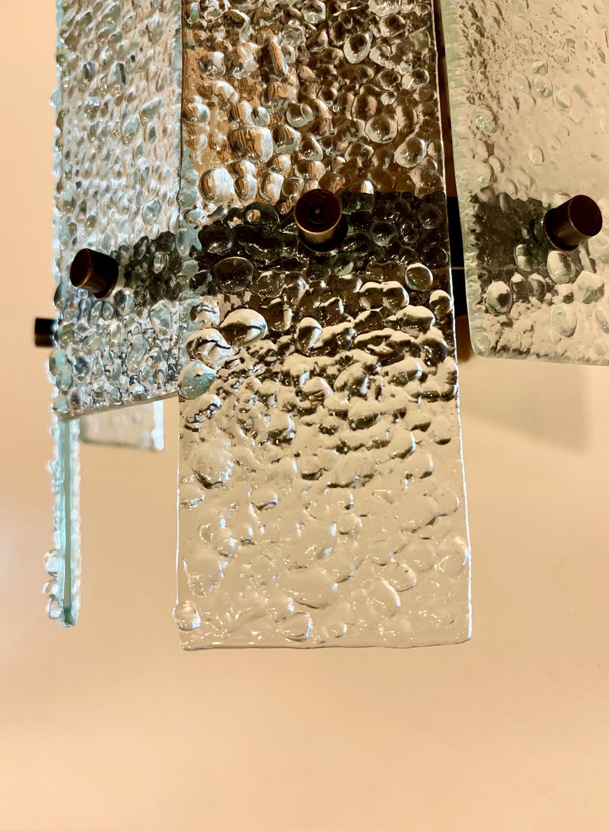 Arel Lighting Wall Sconce SOMBOR Fusion Glass Wall Sconce – Textured Glass Panel Wall Light with Antique Brass Bands
