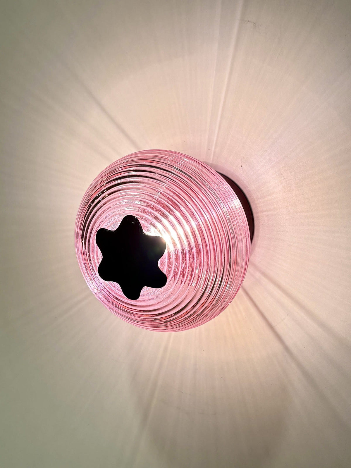 Arel Lighting Wall Sconce Star POLTAV Pink Ribbed Glass Wall Sconce / Ceiling Light