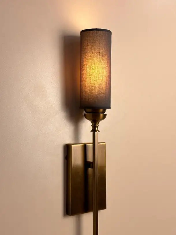 Sagovia Shade Brass Wall Sconce in Mid-Century Modern Style