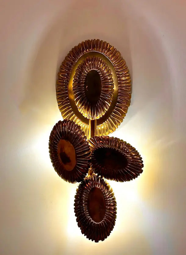 Huelva Flora Brass Casting Wall Sconce, Sculptural Sconce, Art Lighting