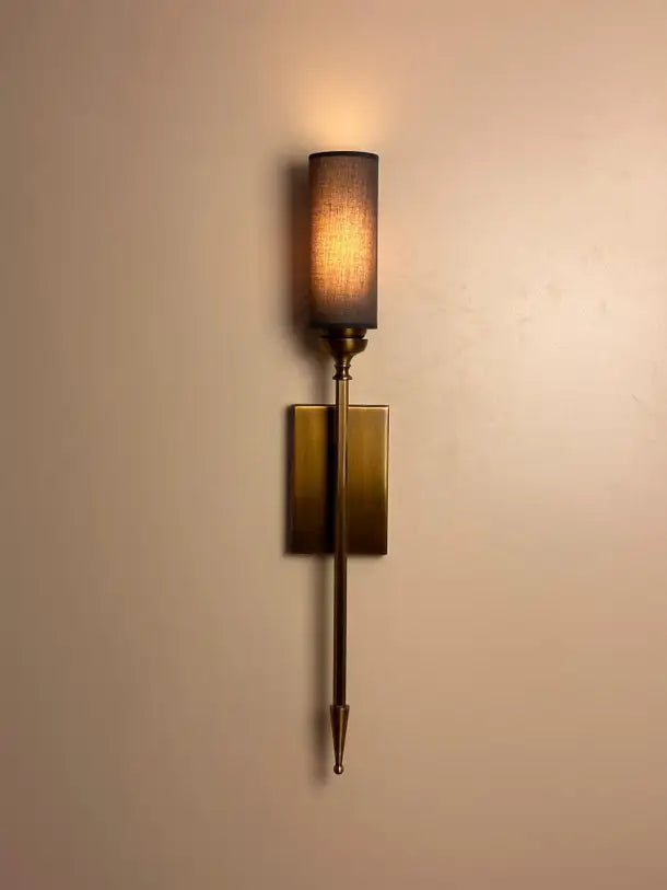 Sagovia Shade Brass Wall Sconce in Mid-Century Modern Style