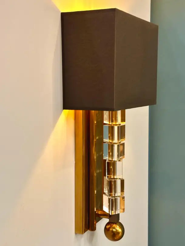 Tortona Brass Lampshade Wall Sconce Mid-Century Modern Lighting