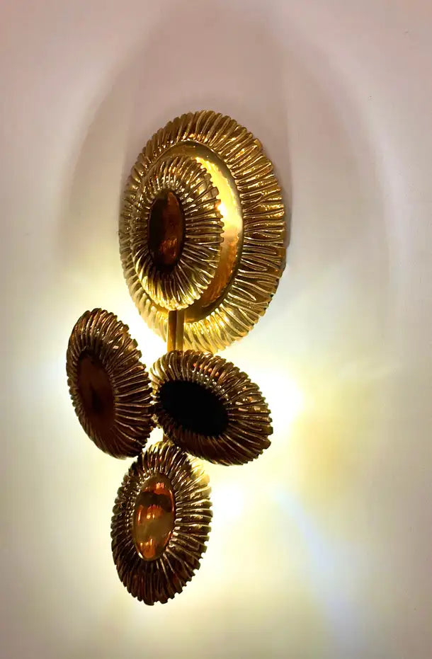 Huelva Flora Brass Casting Wall Sconce, Sculptural Sconce, Art Lighting